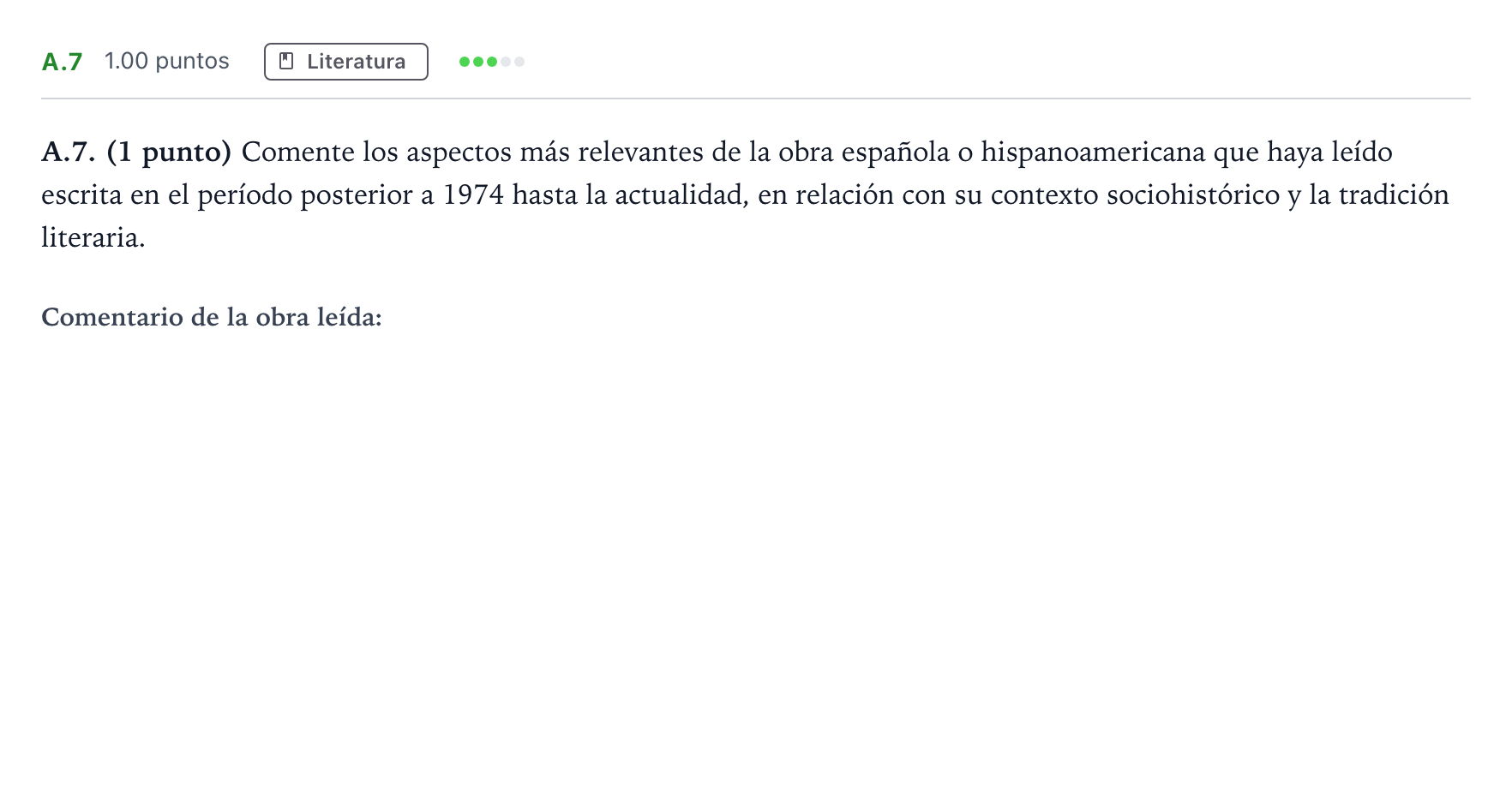 Enunciado: Ejercicio A.7 · Lengua Castellana y Literatura II PAU Madrid Ordinaria Coincidencias 2024