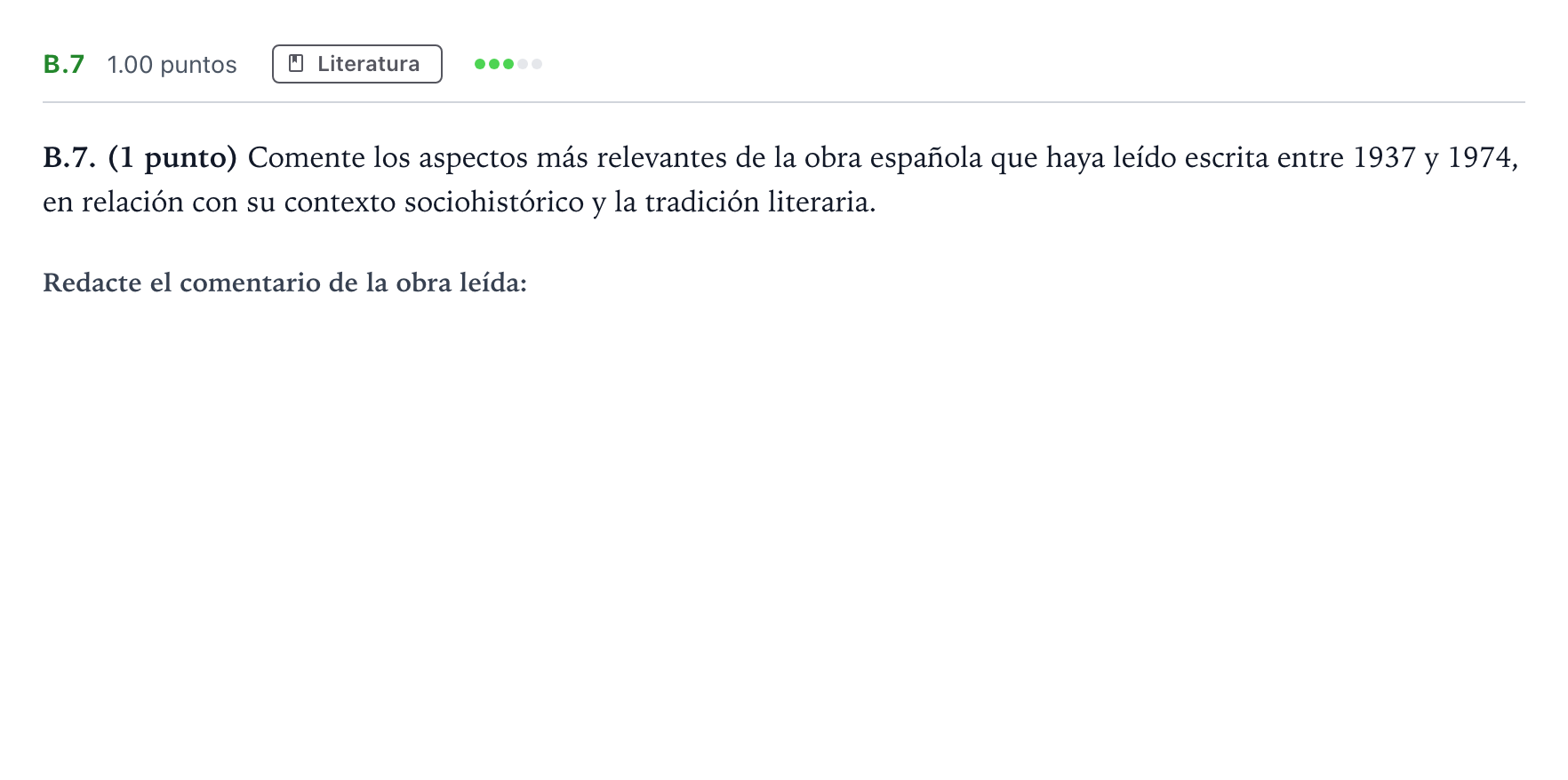 Enunciado: Ejercicio B.7 · Lengua Castellana y Literatura II PAU Madrid Ordinaria Coincidencias 2024