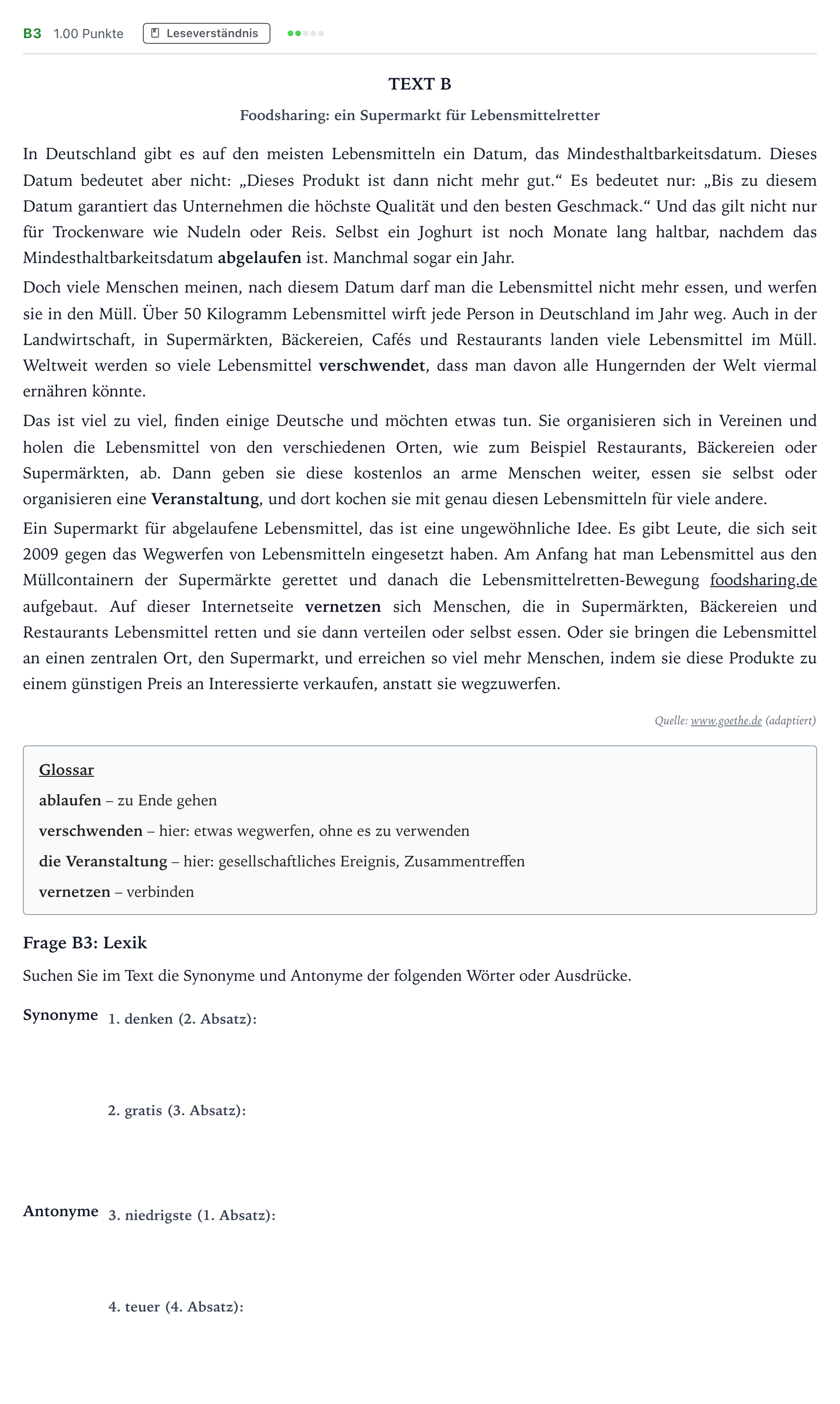 Enunciado: Ejercicio B3 · Alemán PAU Madrid Ordinaria 2024