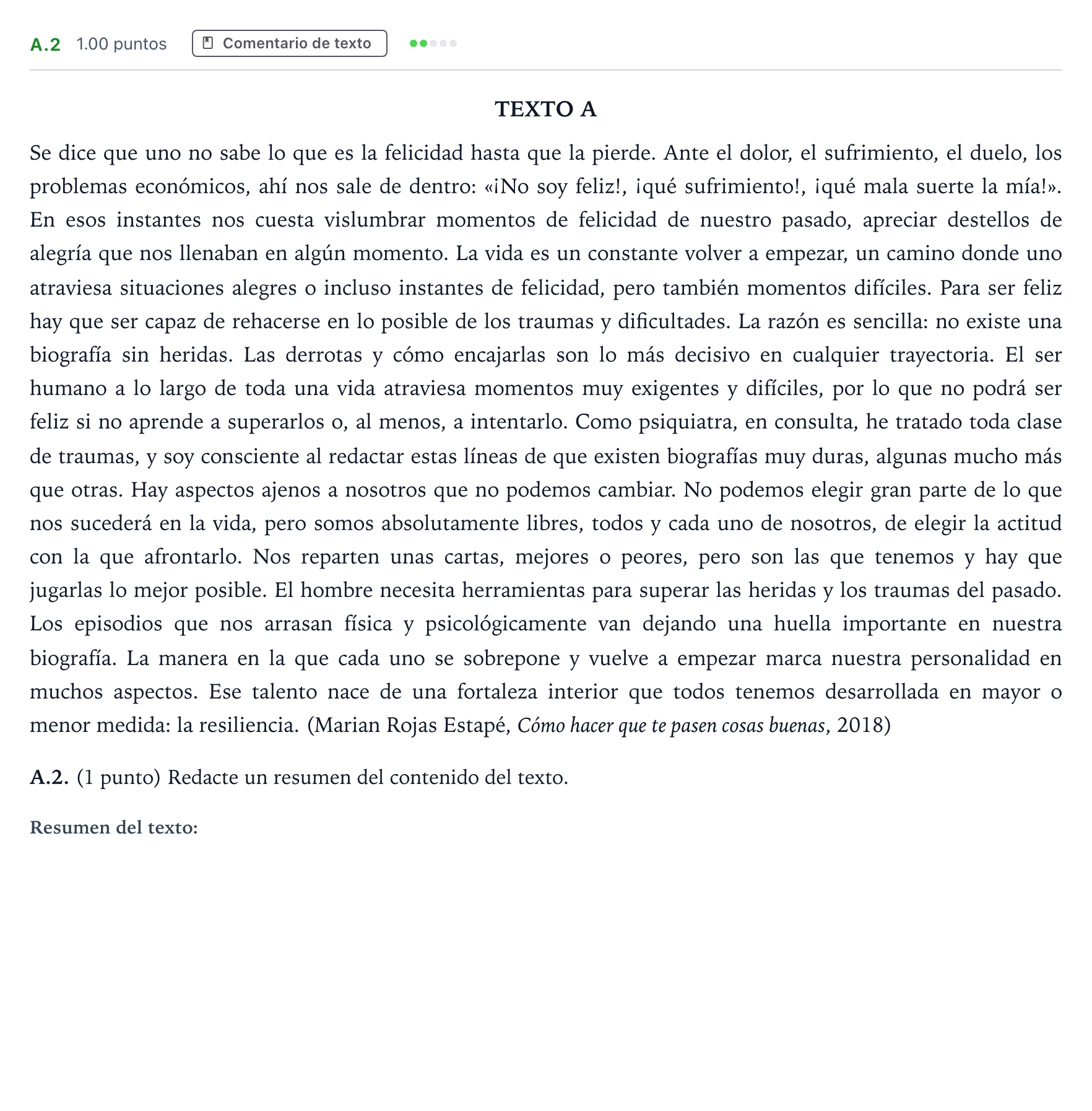 Enunciado: Ejercicio A.2 · Lengua Castellana y Literatura II PAU Madrid Ordinaria Lunes 2024