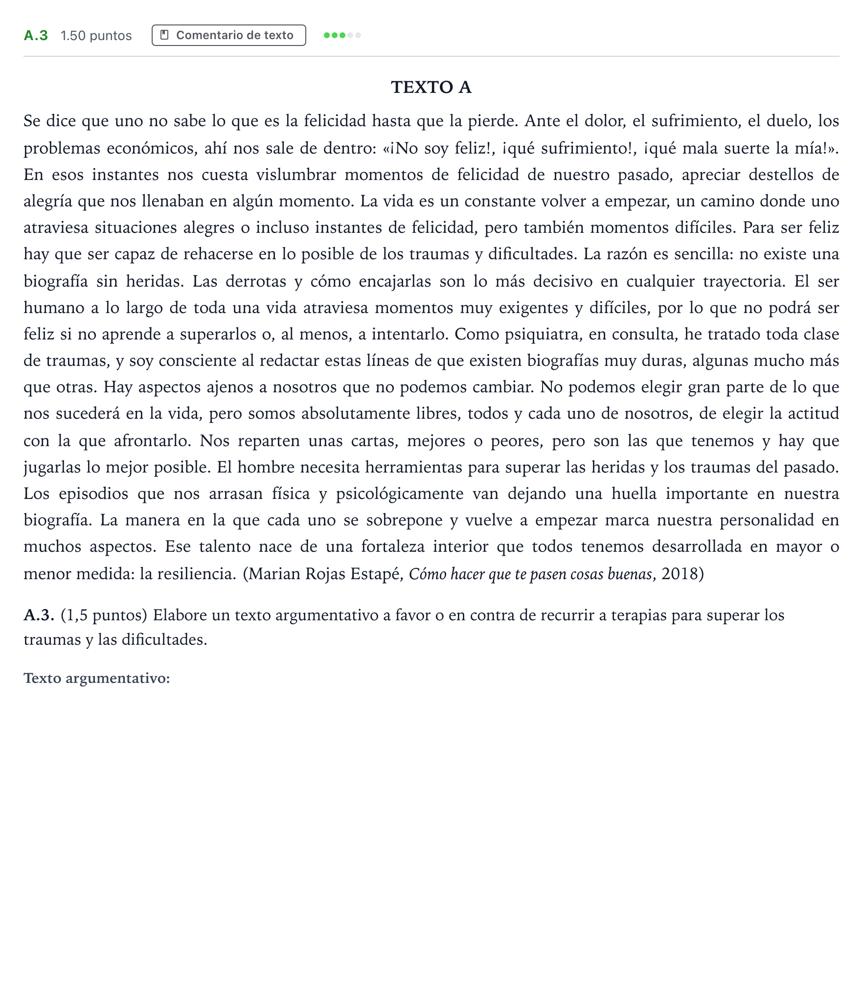 Enunciado: Ejercicio A.3 · Lengua Castellana y Literatura II PAU Madrid Ordinaria Lunes 2024