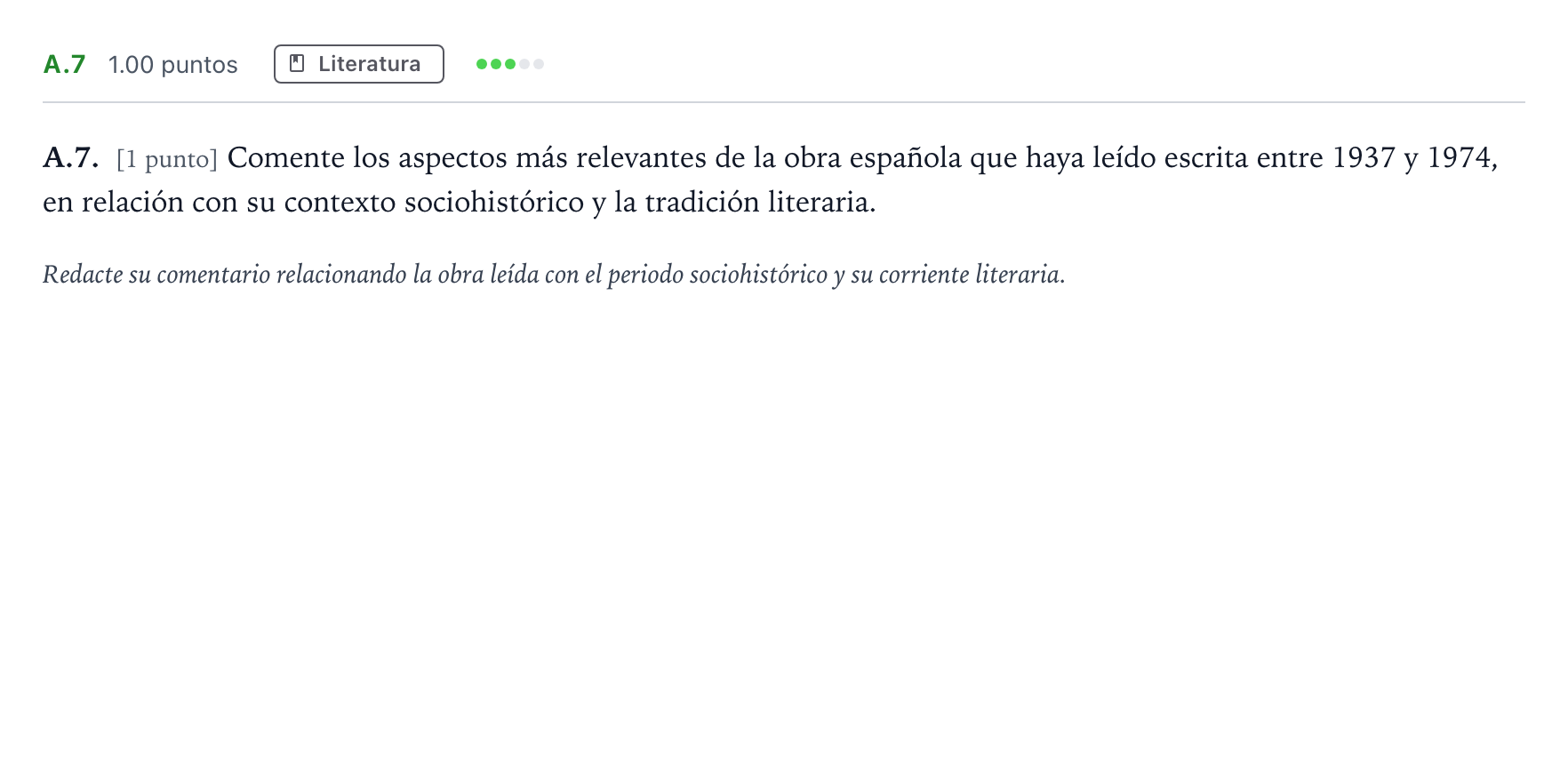 Enunciado: Ejercicio A.7 · Lengua Castellana y Literatura II PAU Madrid Ordinaria Martes 2024