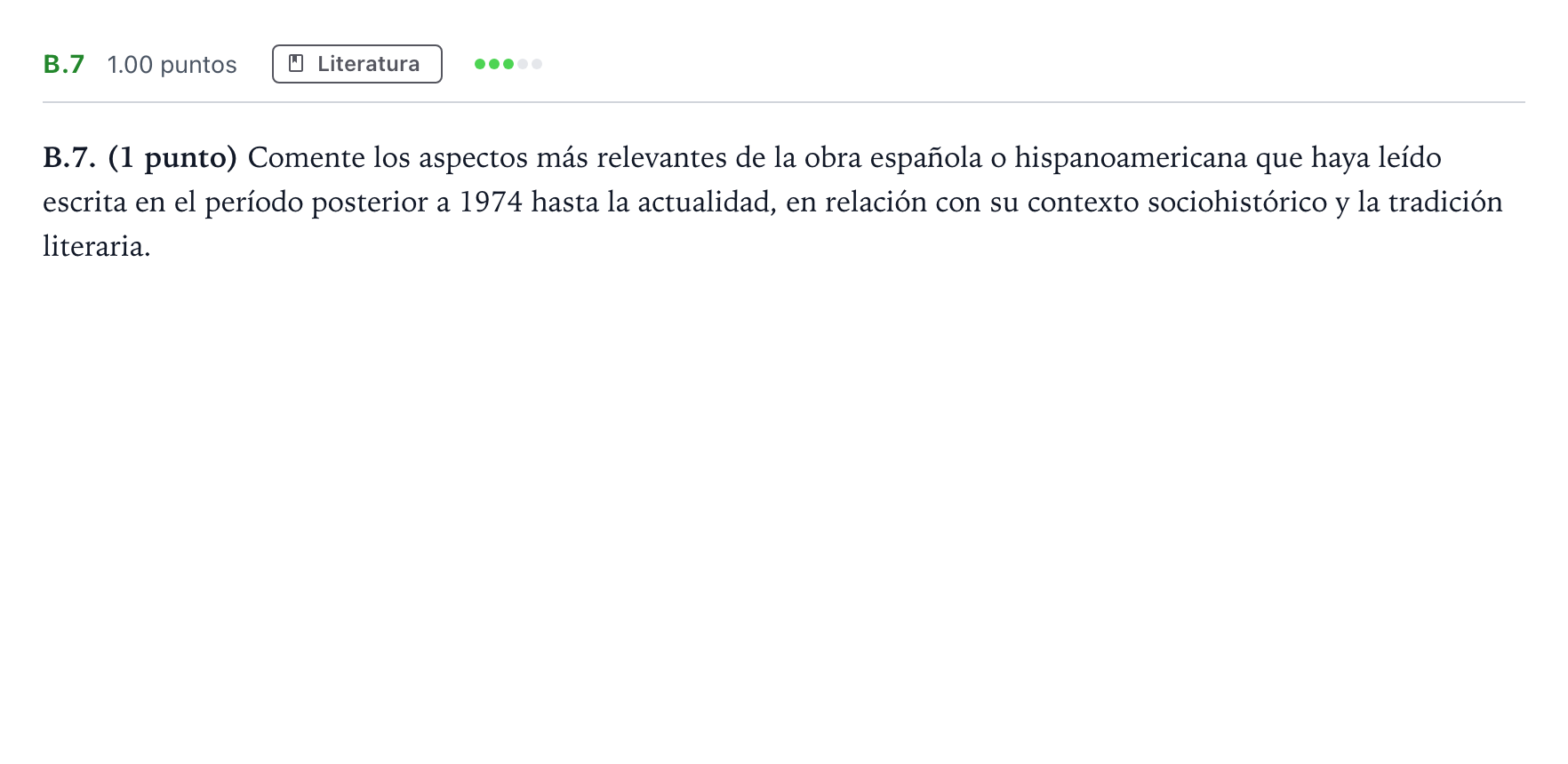 Enunciado: Ejercicio B.7 · Lengua Castellana y Literatura II PAU Madrid Ordinaria Martes 2024