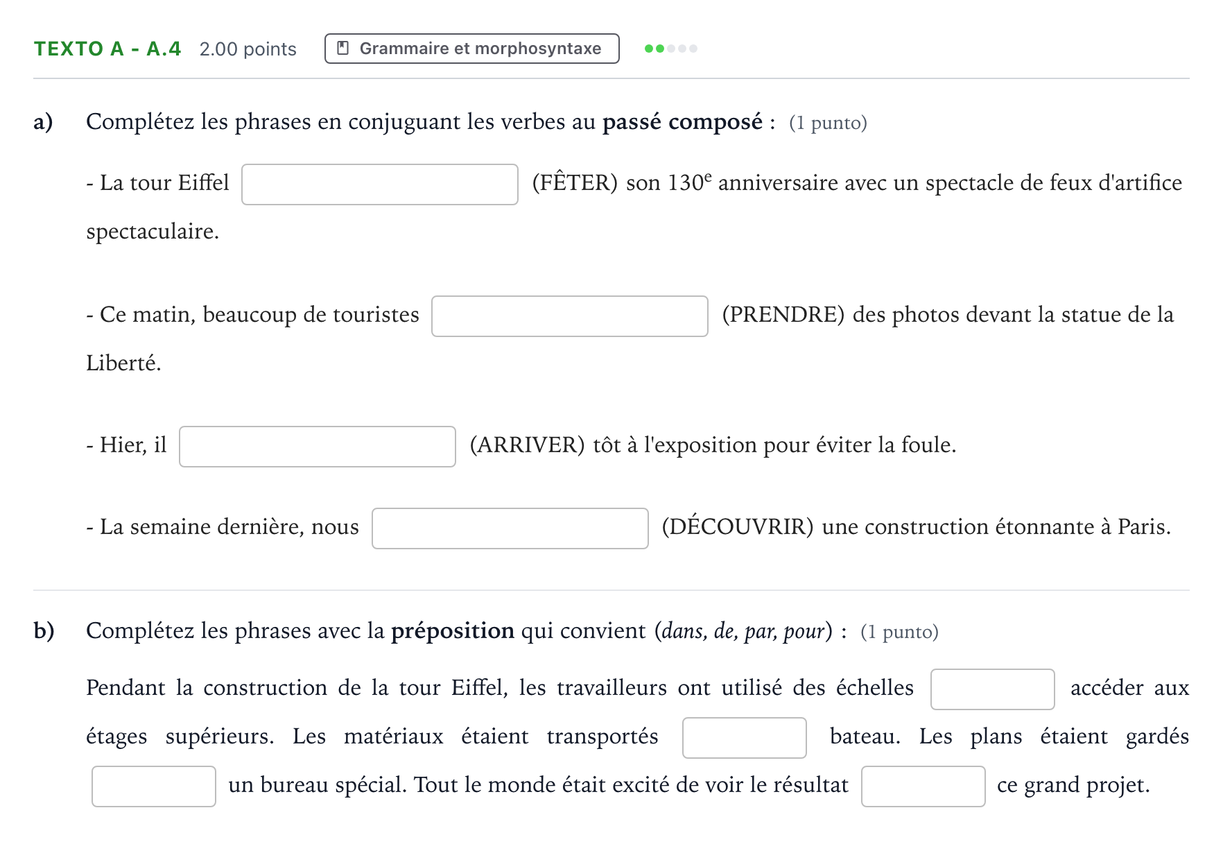 Enunciado: Ejercicio Texto A - A.4 · Francés PAU Madrid Extraordinaria (2) 2024