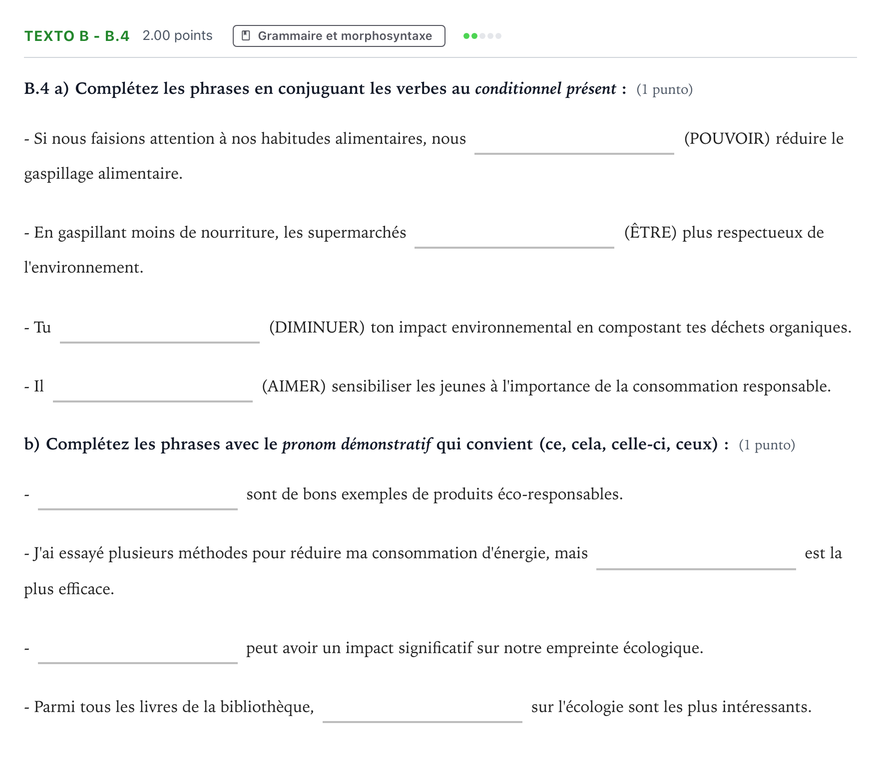Enunciado: Ejercicio Texto B - B.4 · Francés PAU Madrid Extraordinaria (2) 2024