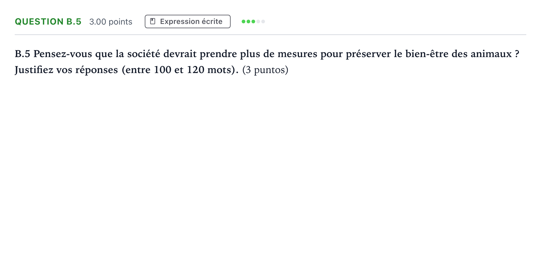 Enunciado: Question B.5 · Francés PAU Madrid Ordinaria Coincidencias 2024