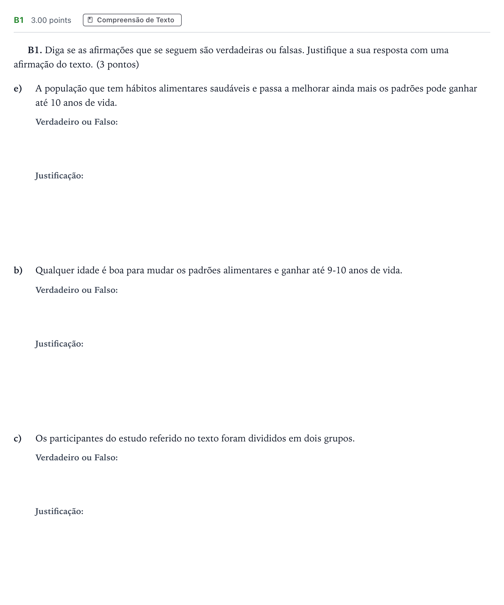 Enunciado: Ejercicio B1 · Portugués PAU Madrid Ordinaria 2024