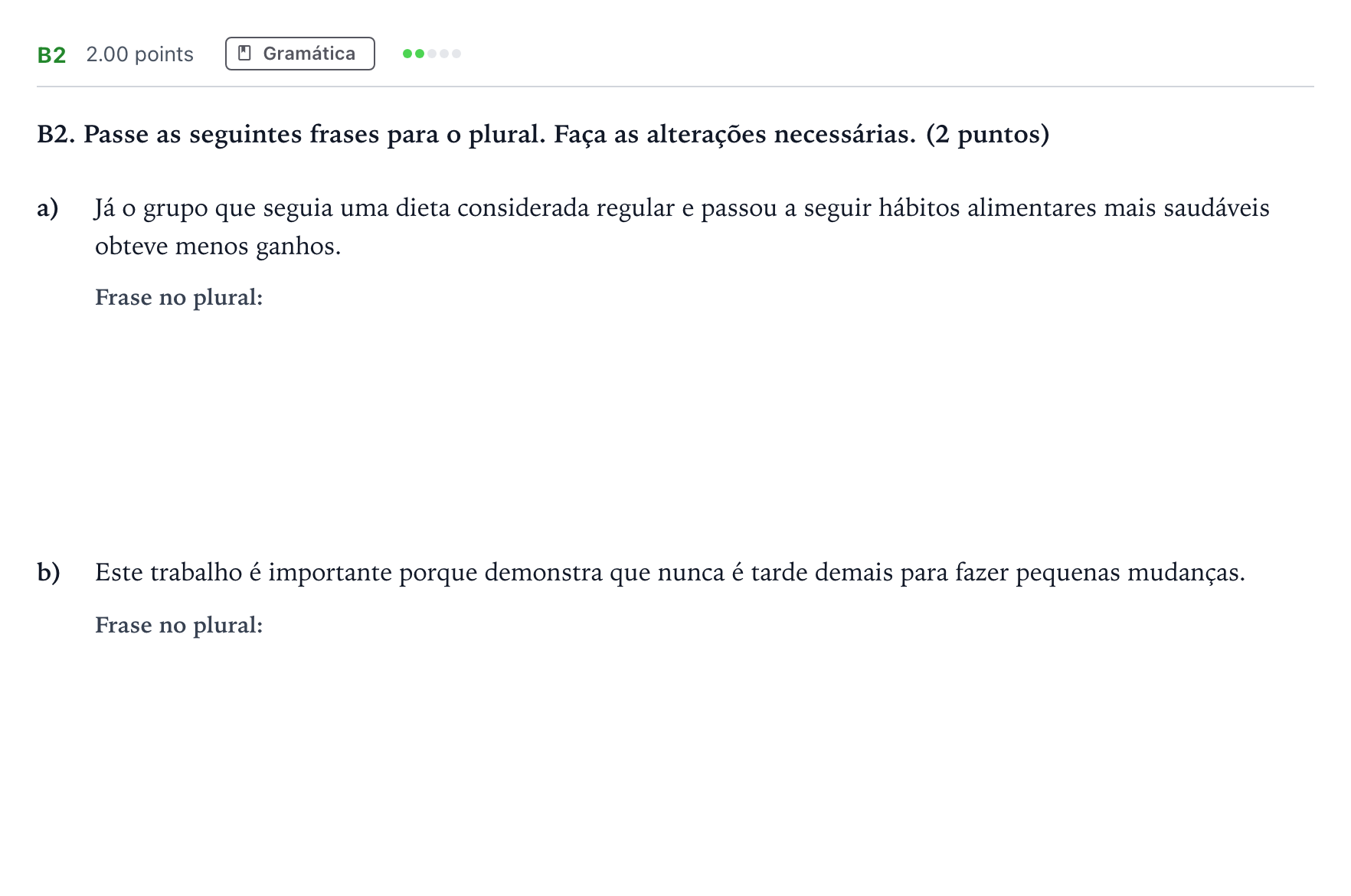 Enunciado: Ejercicio B2 · Portugués PAU Madrid Ordinaria 2024