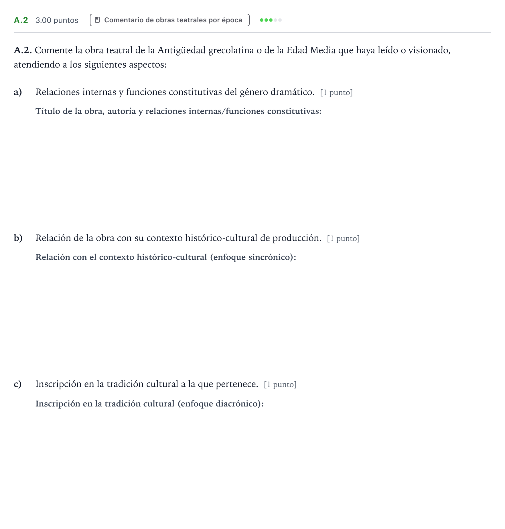 Enunciado: Ejercicio A.2 · Literatura Dramática PAU Madrid Modelo 2024