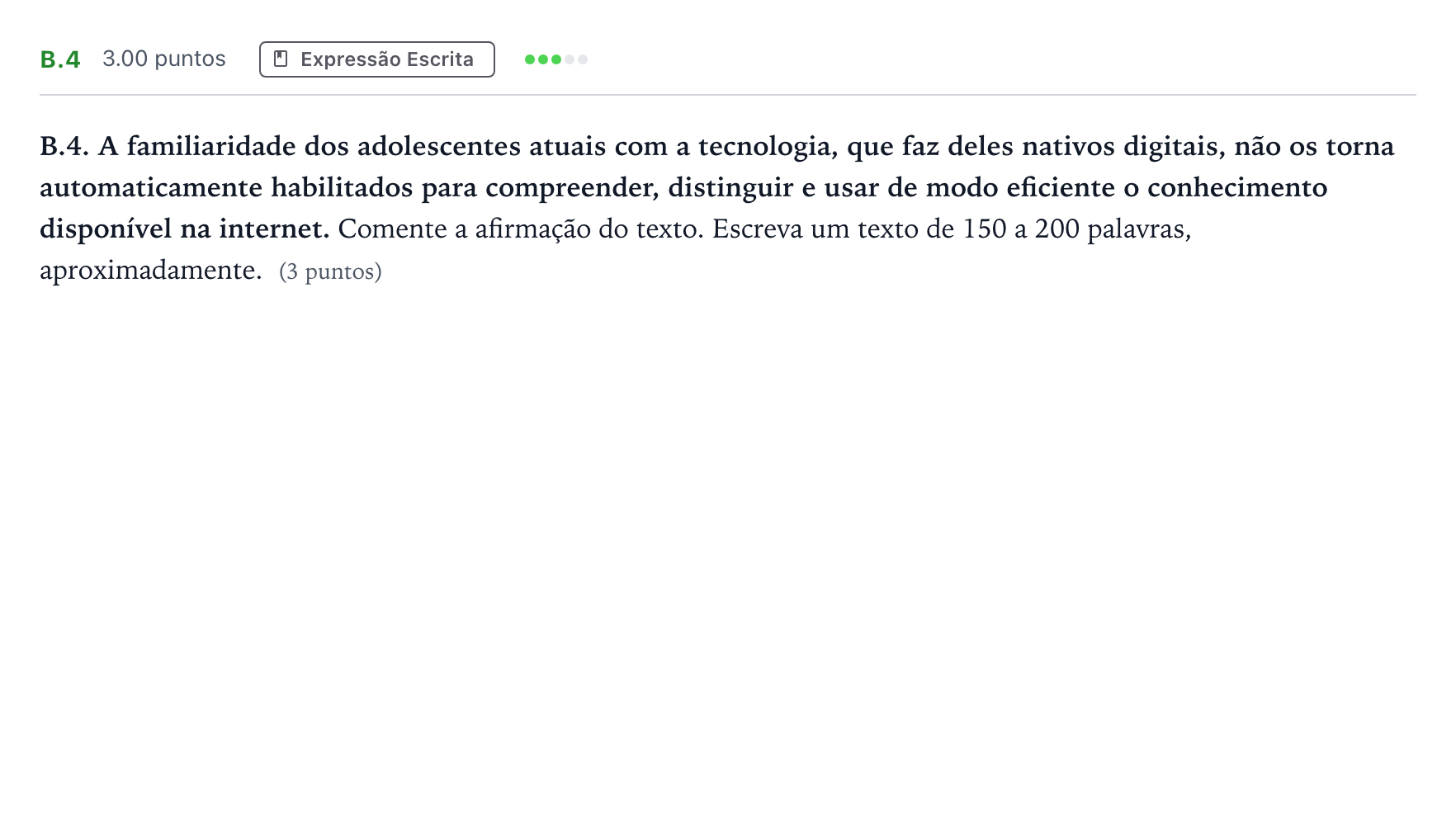Enunciado: Ejercicio B.4 · Portugués PAU Madrid Ordinaria Coincidencias 2024