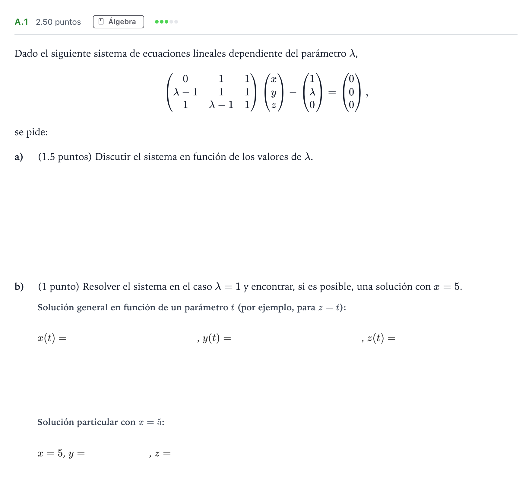 Enunciado: Ejercicio A.1 · Matemáticas II PAU Madrid Extraordinaria 2024