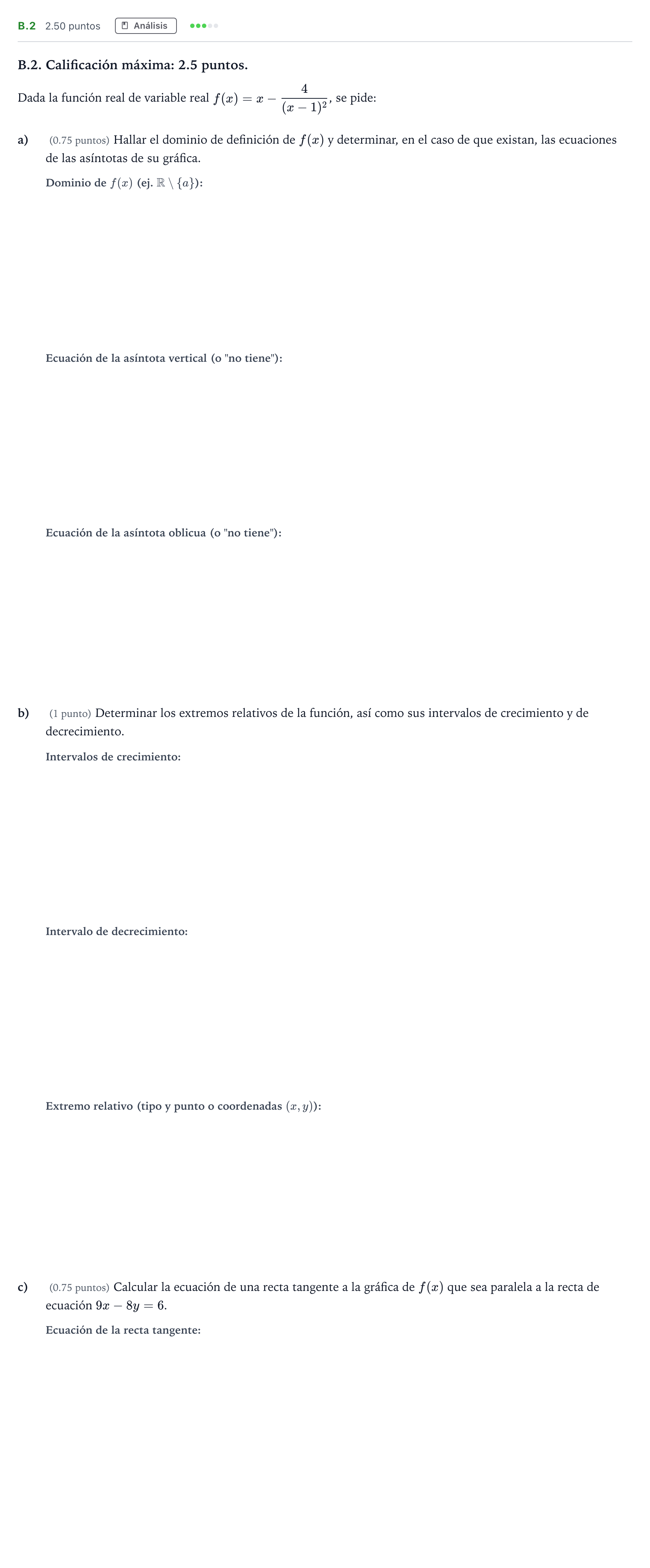 Enunciado: Ejercicio B.2 · Matemáticas II PAU Madrid Modelo 2024