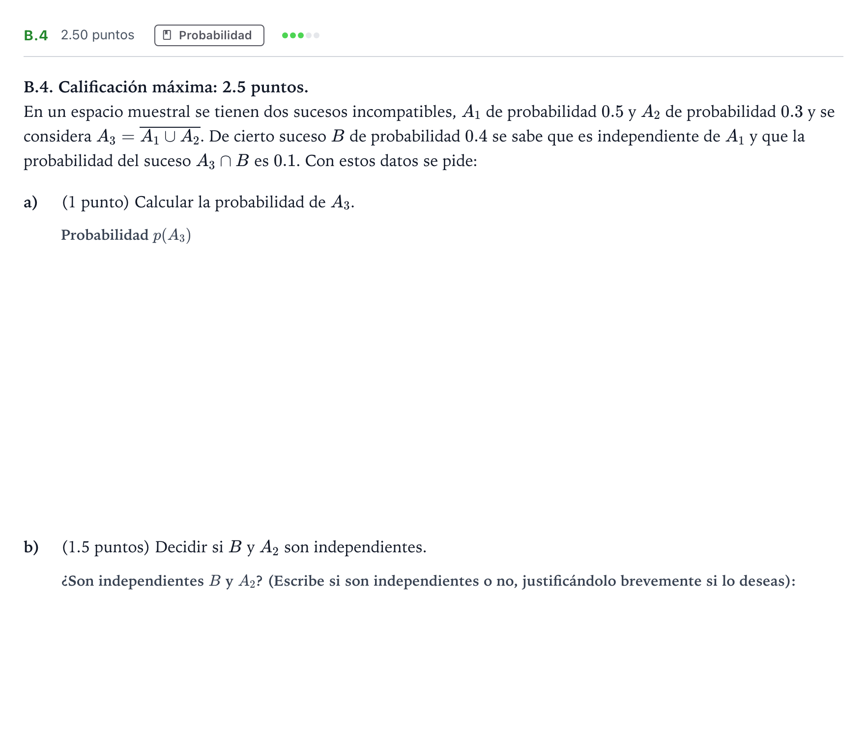Enunciado: Ejercicio B.4 · Matemáticas II PAU Madrid Modelo 2024