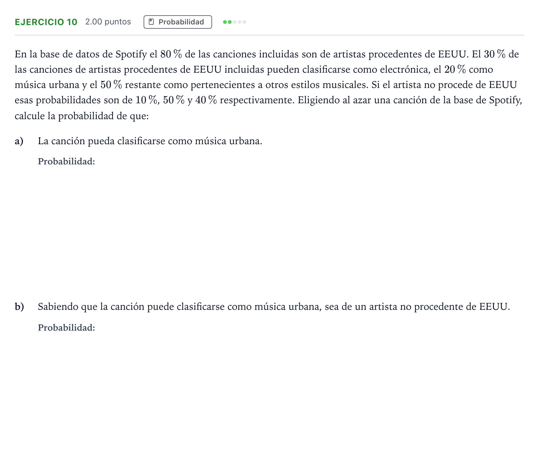 Enunciado: Problema 10 · Matemáticas aplicadas a las Ciencias Sociales II PAU Madrid Ordinaria Coincidencias 2024