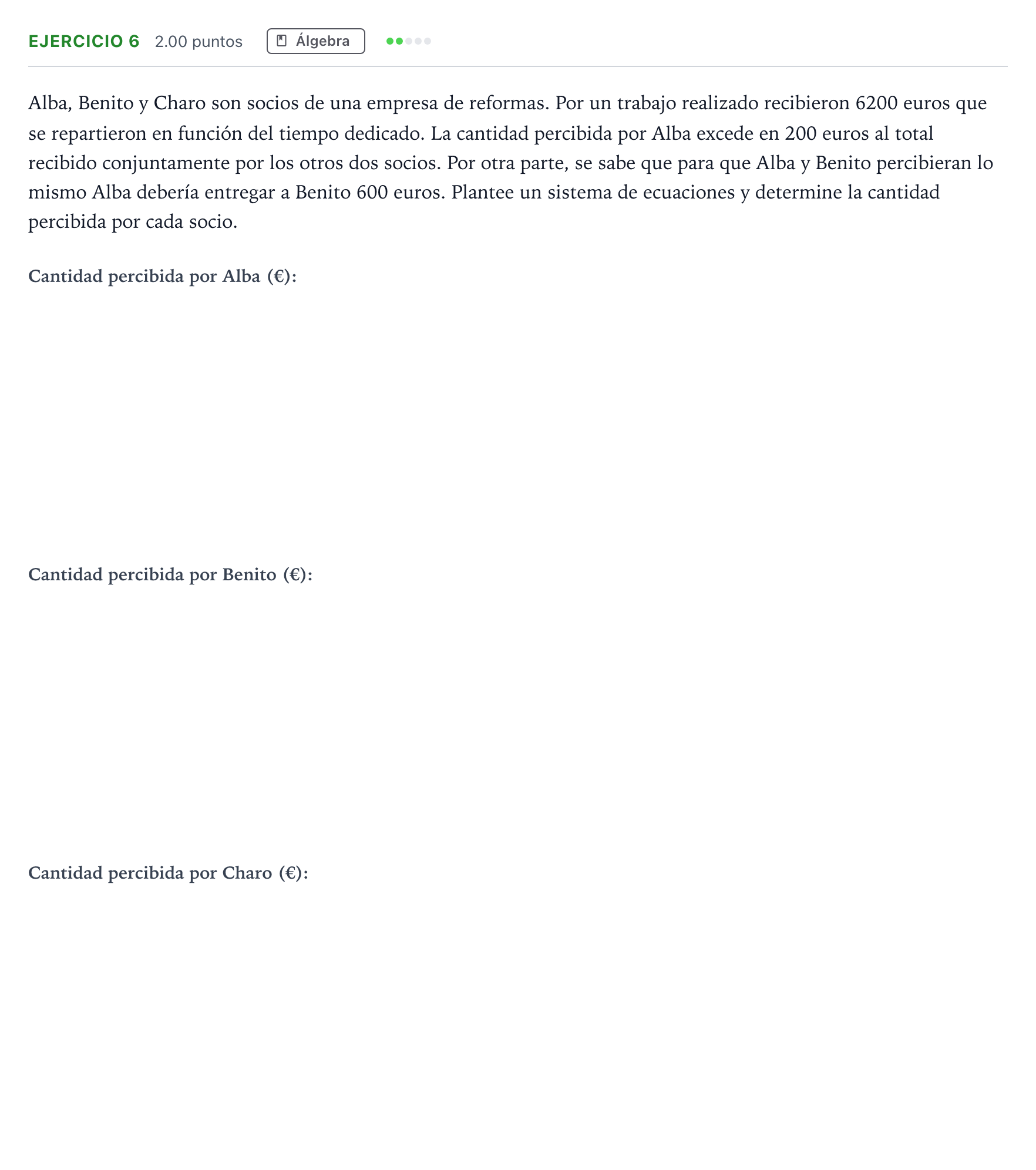 Enunciado: Problema 6 · Matemáticas aplicadas a las Ciencias Sociales II PAU Madrid Ordinaria Coincidencias 2024