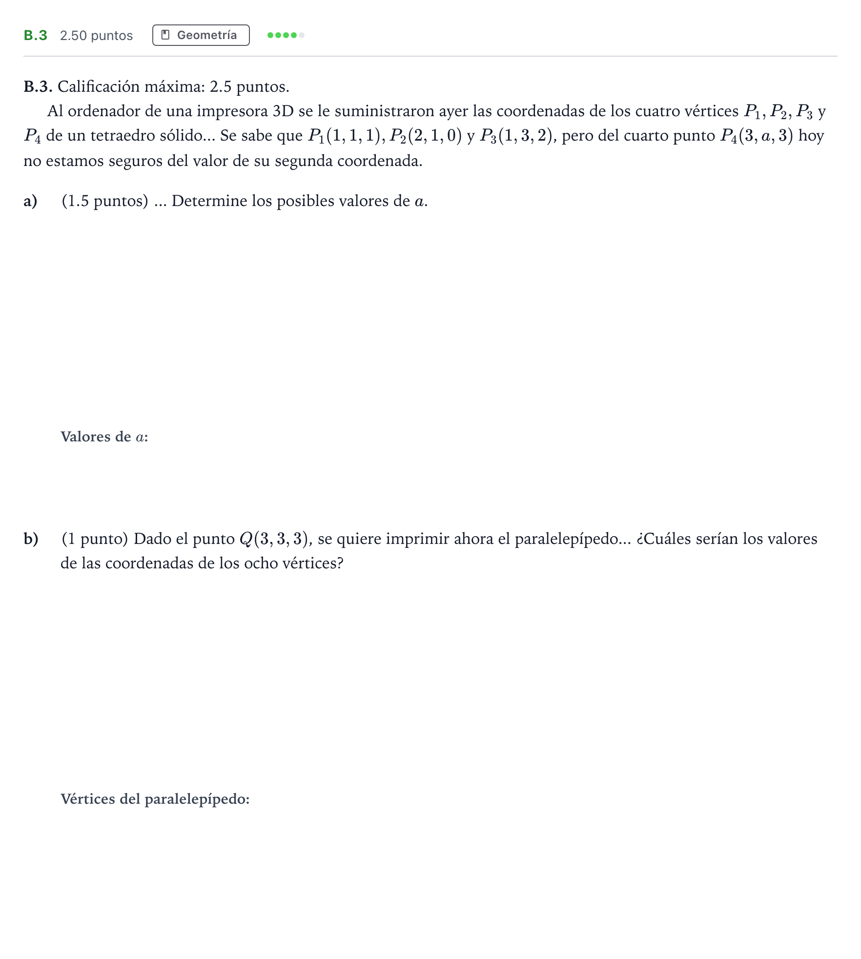 Enunciado: Ejercicio B.3 · Matemáticas II PAU Madrid Ordinaria 2024