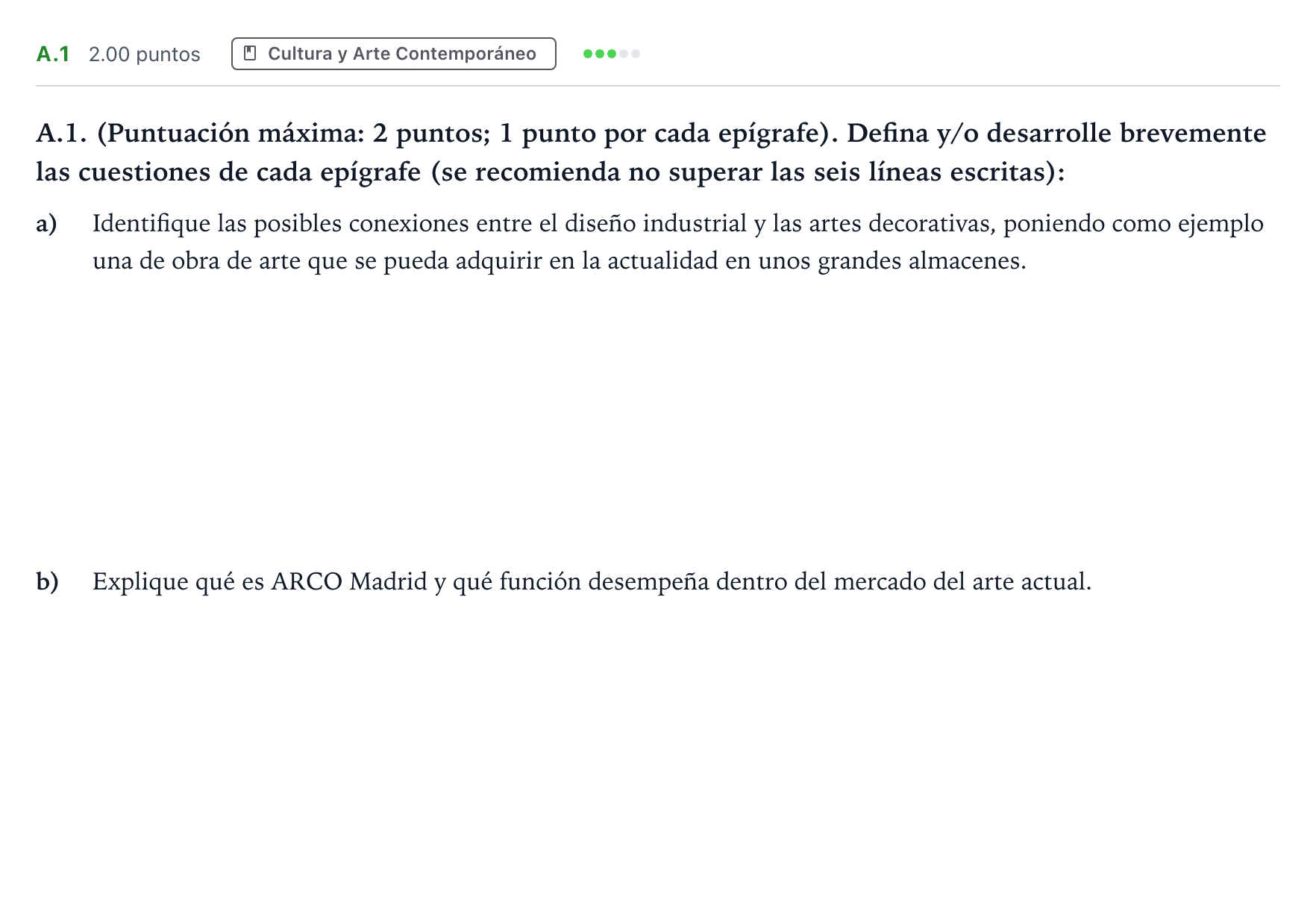 Enunciado: Ejercicio A.1 · Movimientos Culturales y Artísticos PAU Madrid Modelo 2024