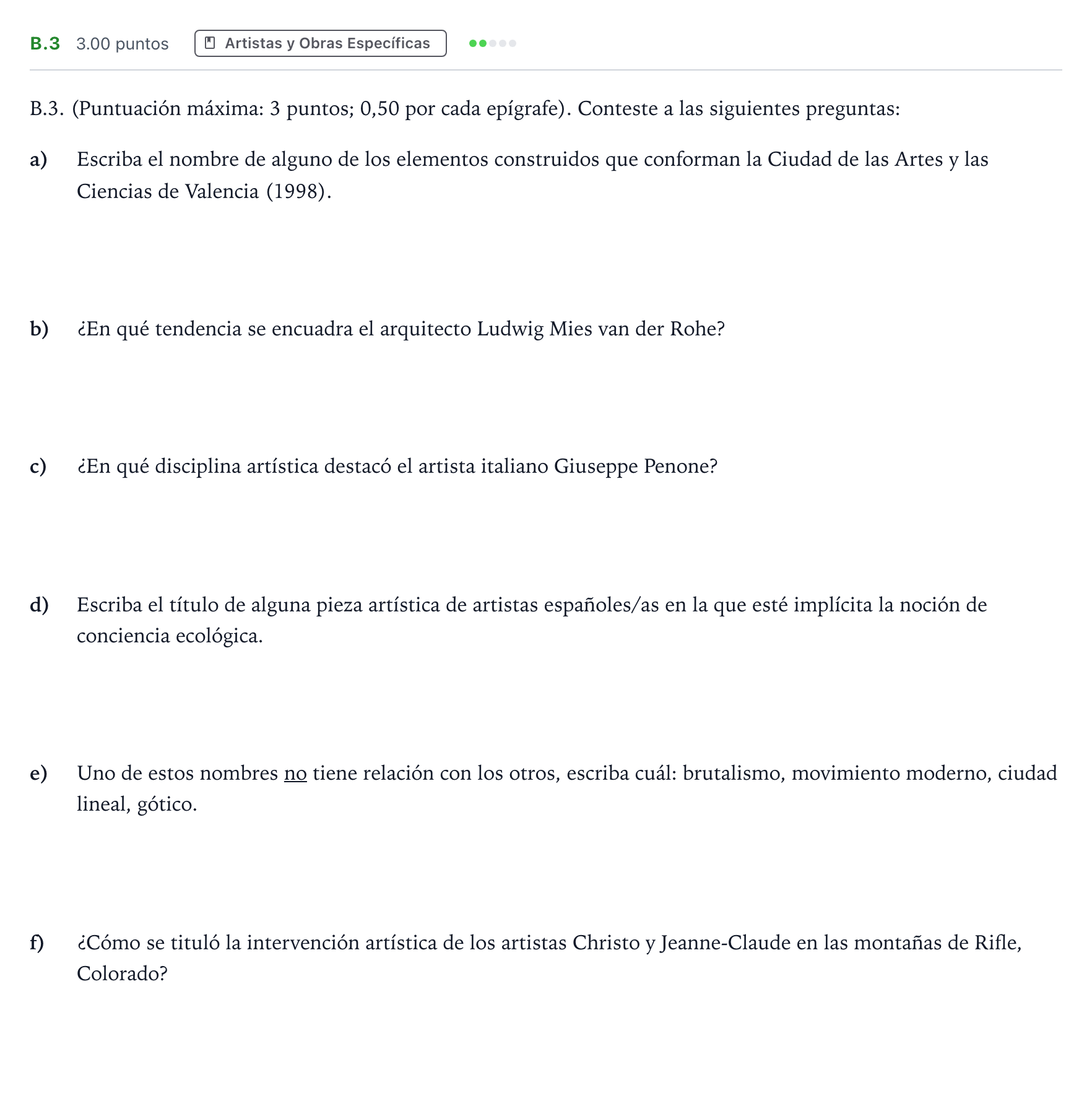 Enunciado: Ejercicio B.3 · Movimientos Culturales y Artísticos PAU Madrid Modelo 2024