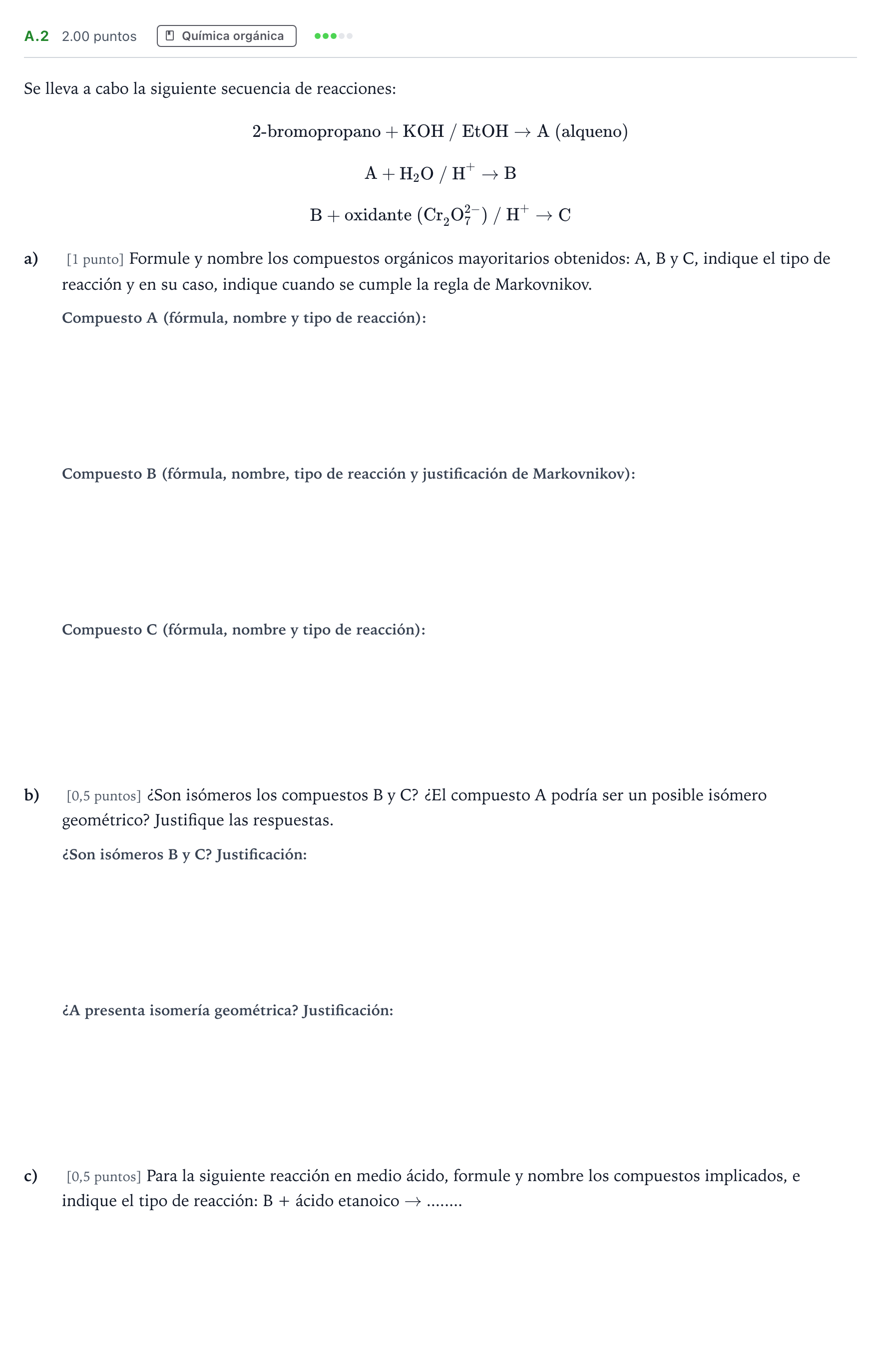 Enunciado: Ejercicio A.2 · Química PAU Madrid Extraordinaria 2024