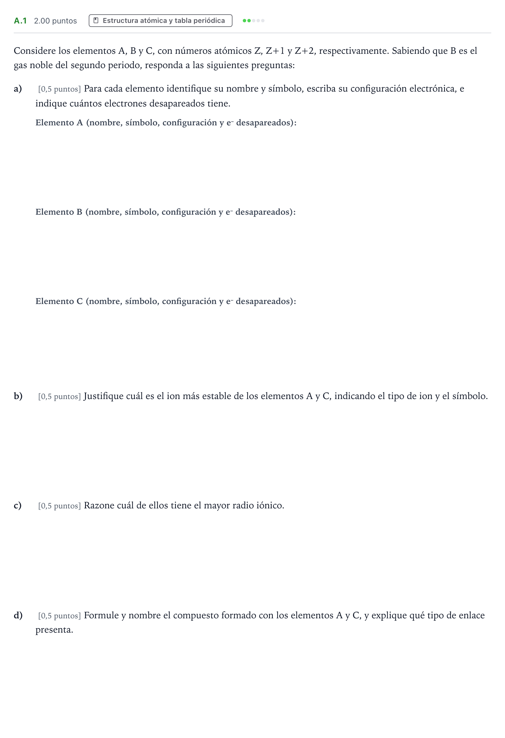 Enunciado: Ejercicio A.1 · Química PAU Madrid Ordinaria 2024