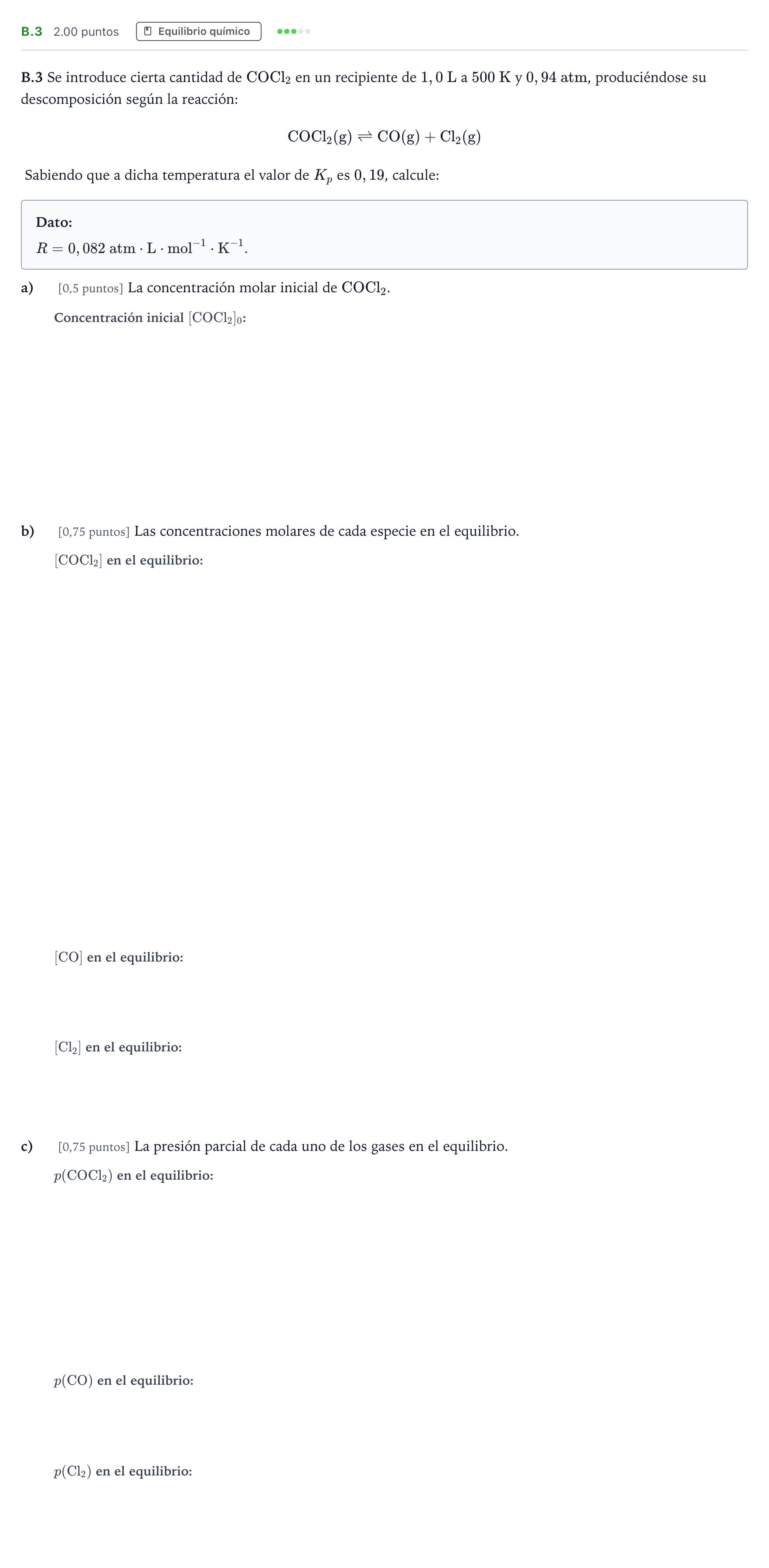 Enunciado: Ejercicio B.3 · Química PAU Madrid Ordinaria 2024