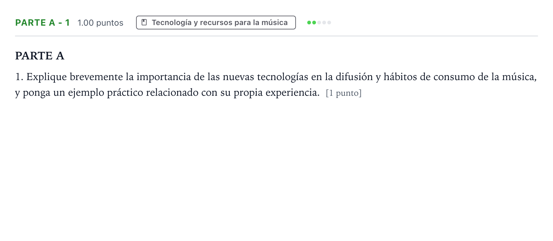 Enunciado: Ejercicio Parte A - 1 · Análisis Musical II PAU Madrid Modelo 2025
