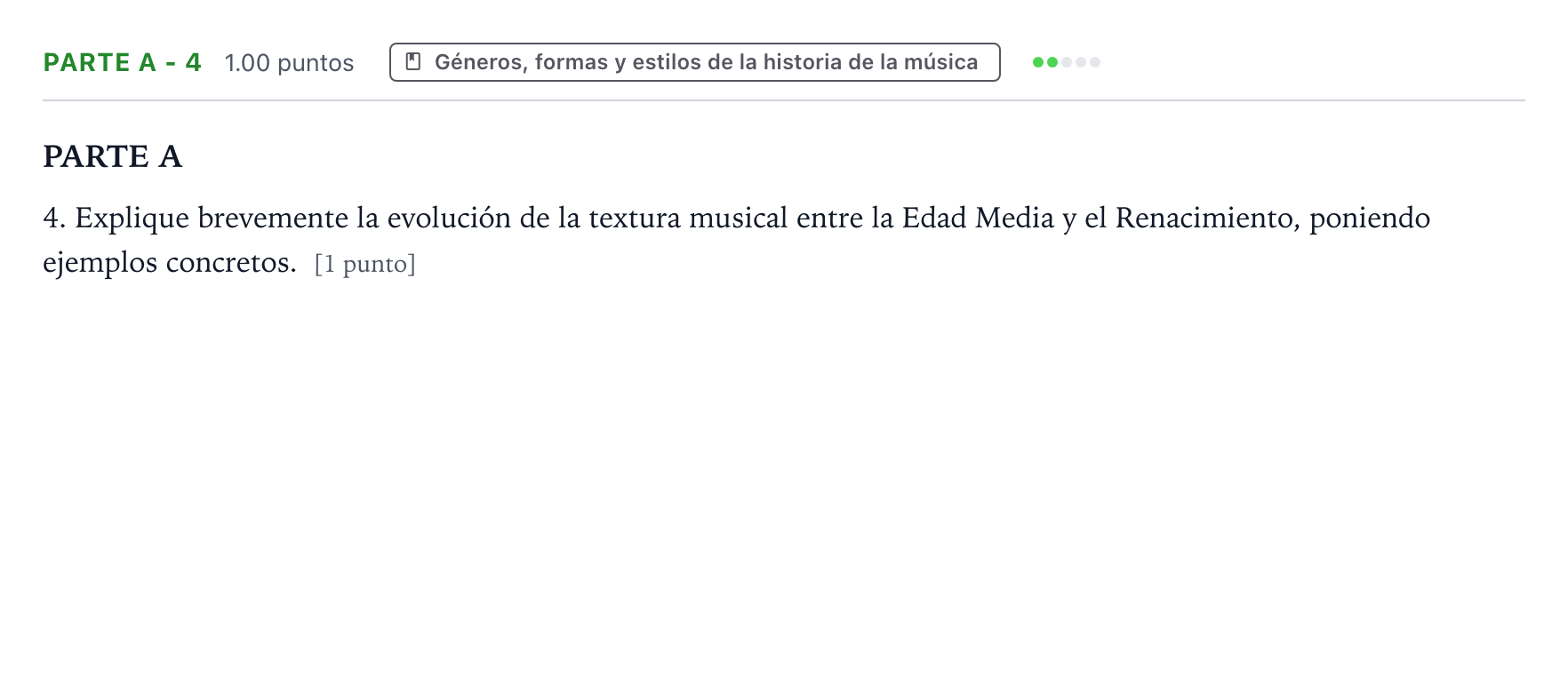 Enunciado: Ejercicio Parte A - 4 · Análisis Musical II PAU Madrid Modelo 2025