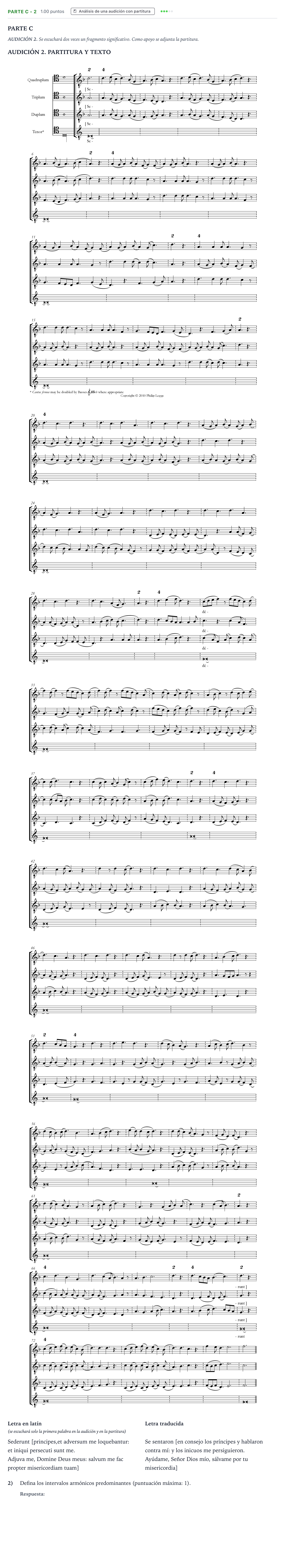Enunciado: Ejercicio Parte C - 2 · Análisis Musical II PAU Madrid Modelo 2025