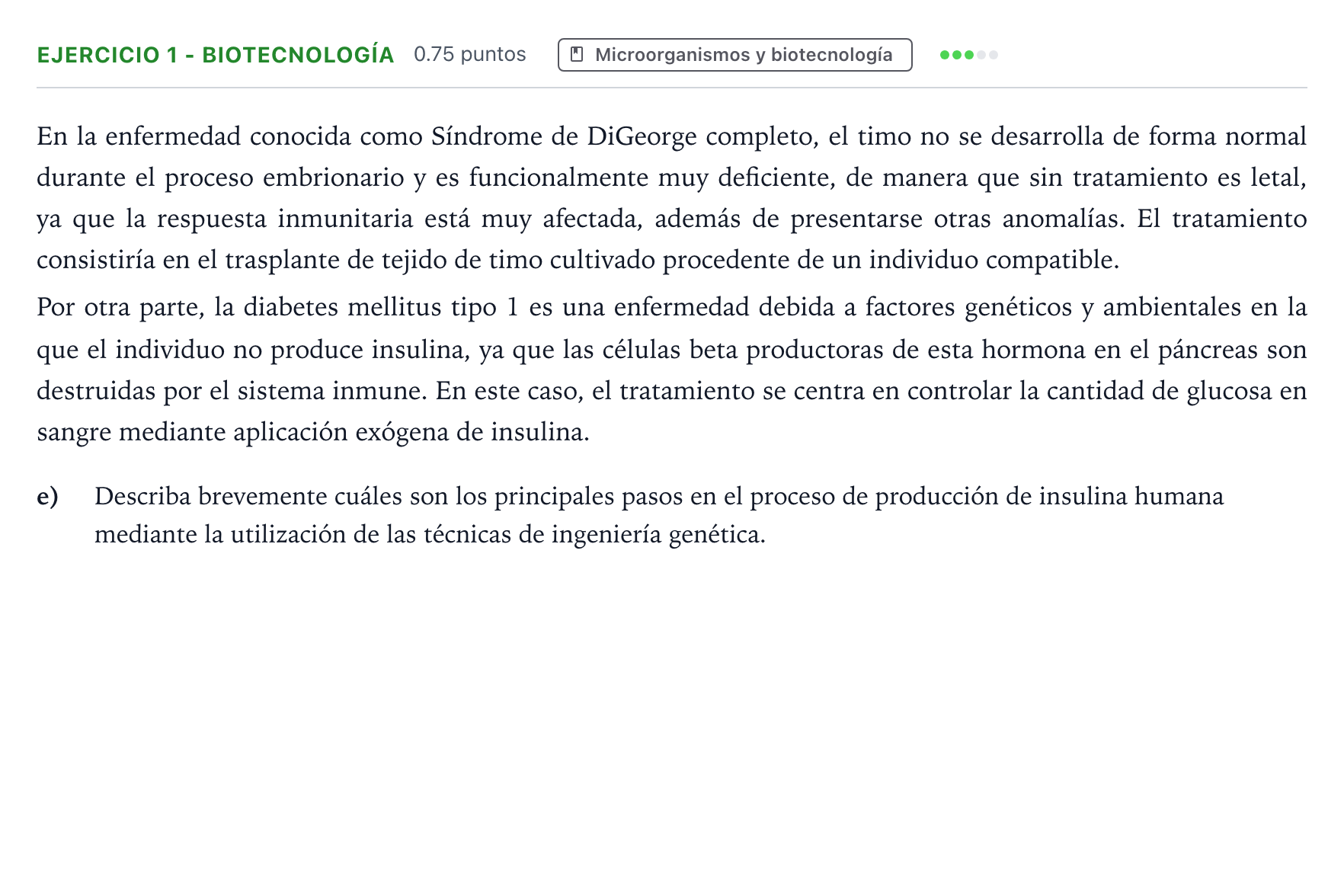Enunciado: Ejercicio 1 - Biotecnología · Biología PAU Madrid Extraordinaria 2025