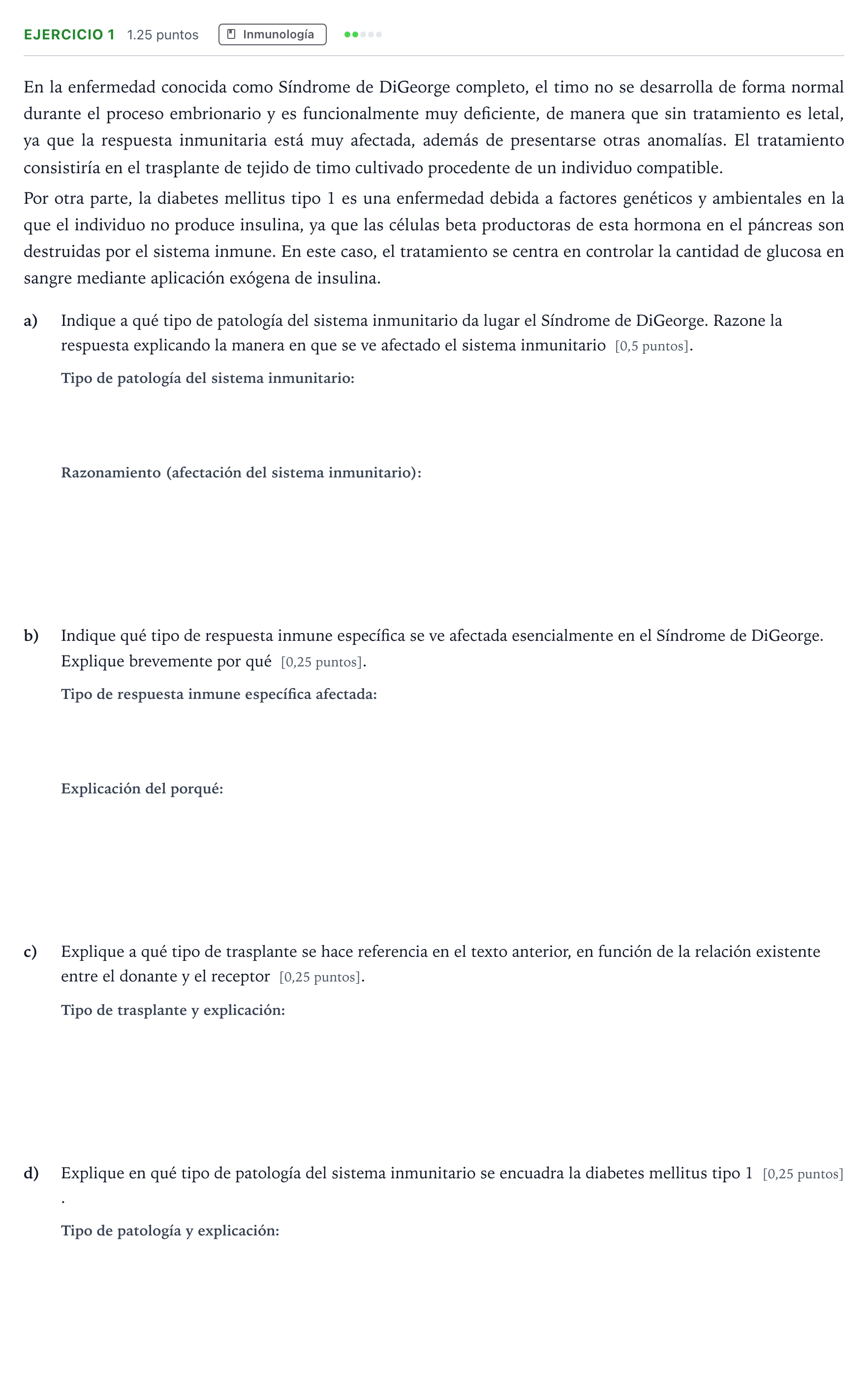 Enunciado: Ejercicio 1 - Inmunología · Biología PAU Madrid Extraordinaria 2025