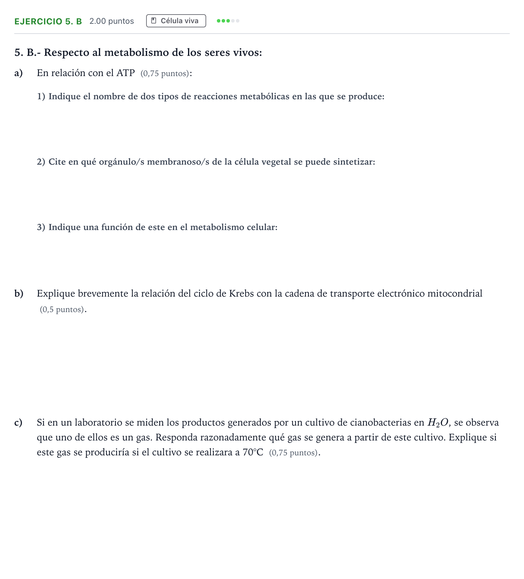 Enunciado: Ejercicio 5. B · Biología PAU Madrid Extraordinaria 2025