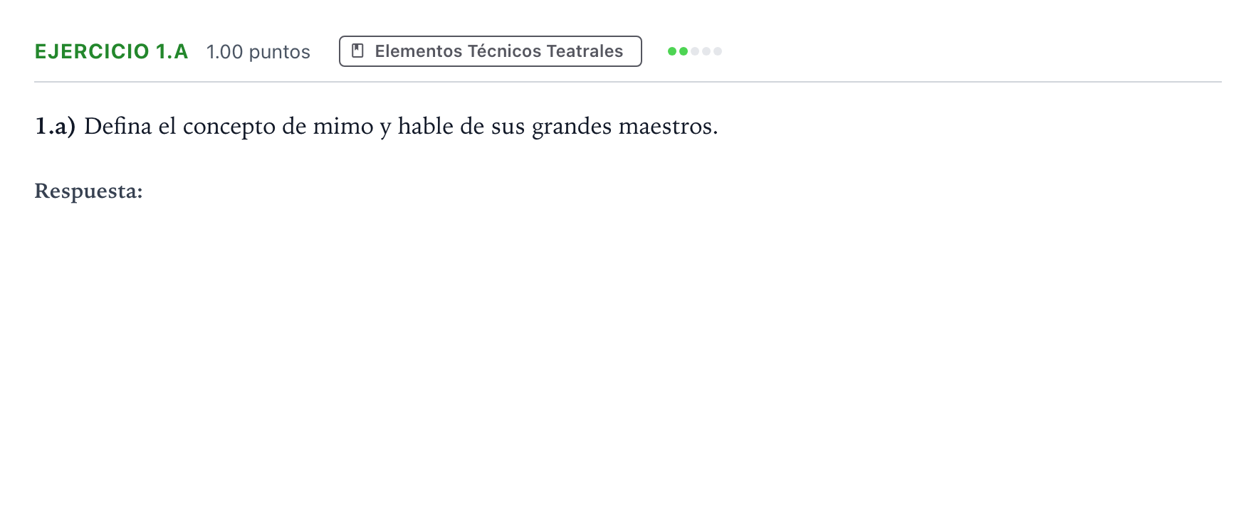 Enunciado: Ejercicio 1.a · Artes Escénicas PAU Madrid Ordinaria 2025