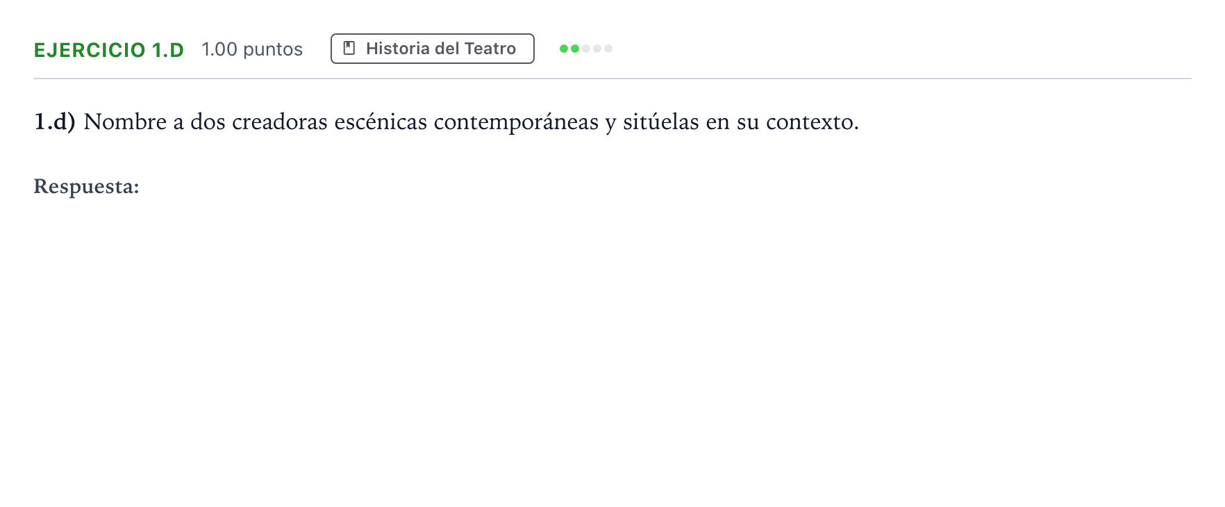 Enunciado: Ejercicio 1.d · Artes Escénicas PAU Madrid Ordinaria 2025