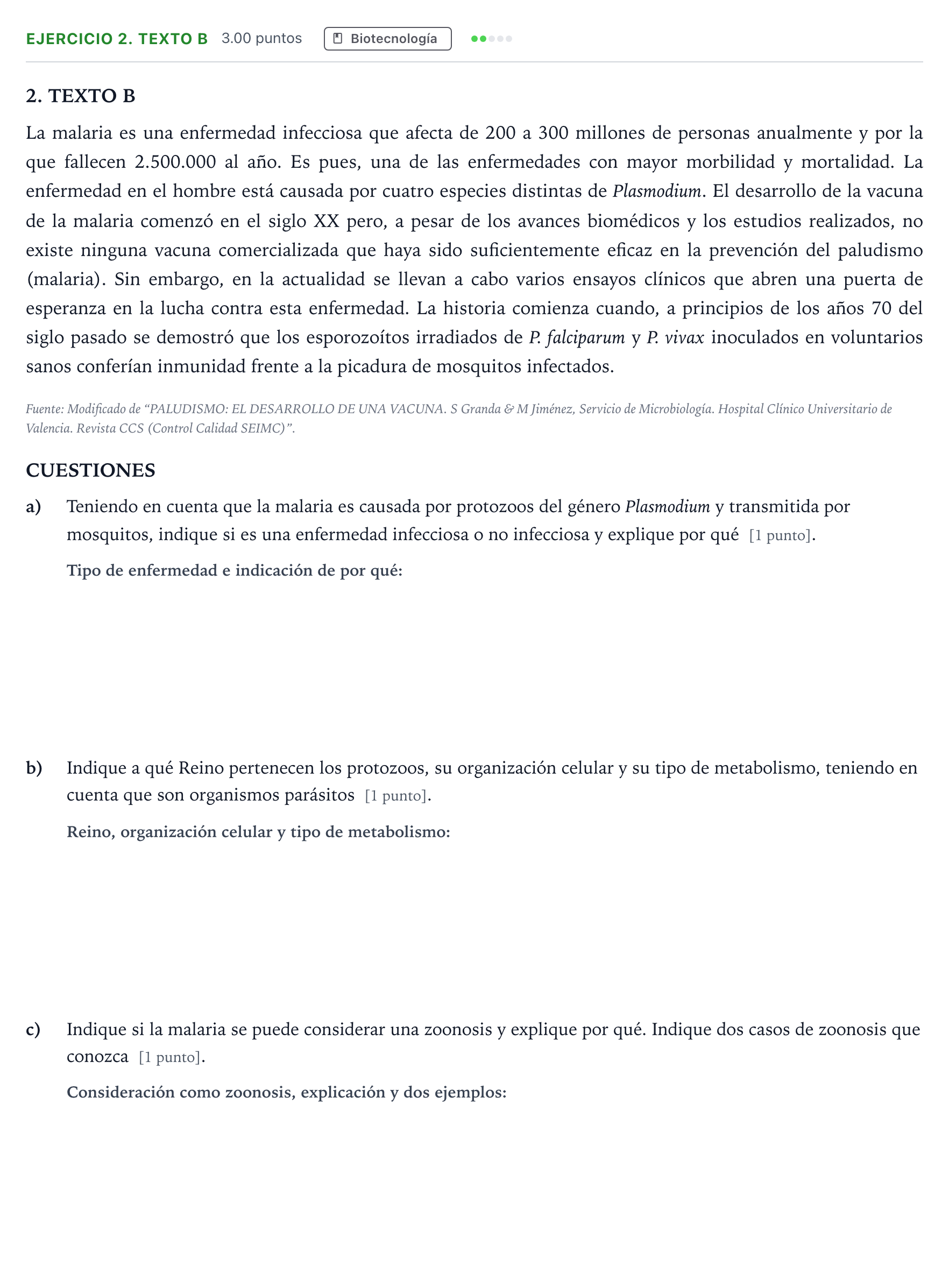 Enunciado: Ejercicio 2. TEXTO B · Ciencias Generales PAU Madrid Extraordinaria 2025
