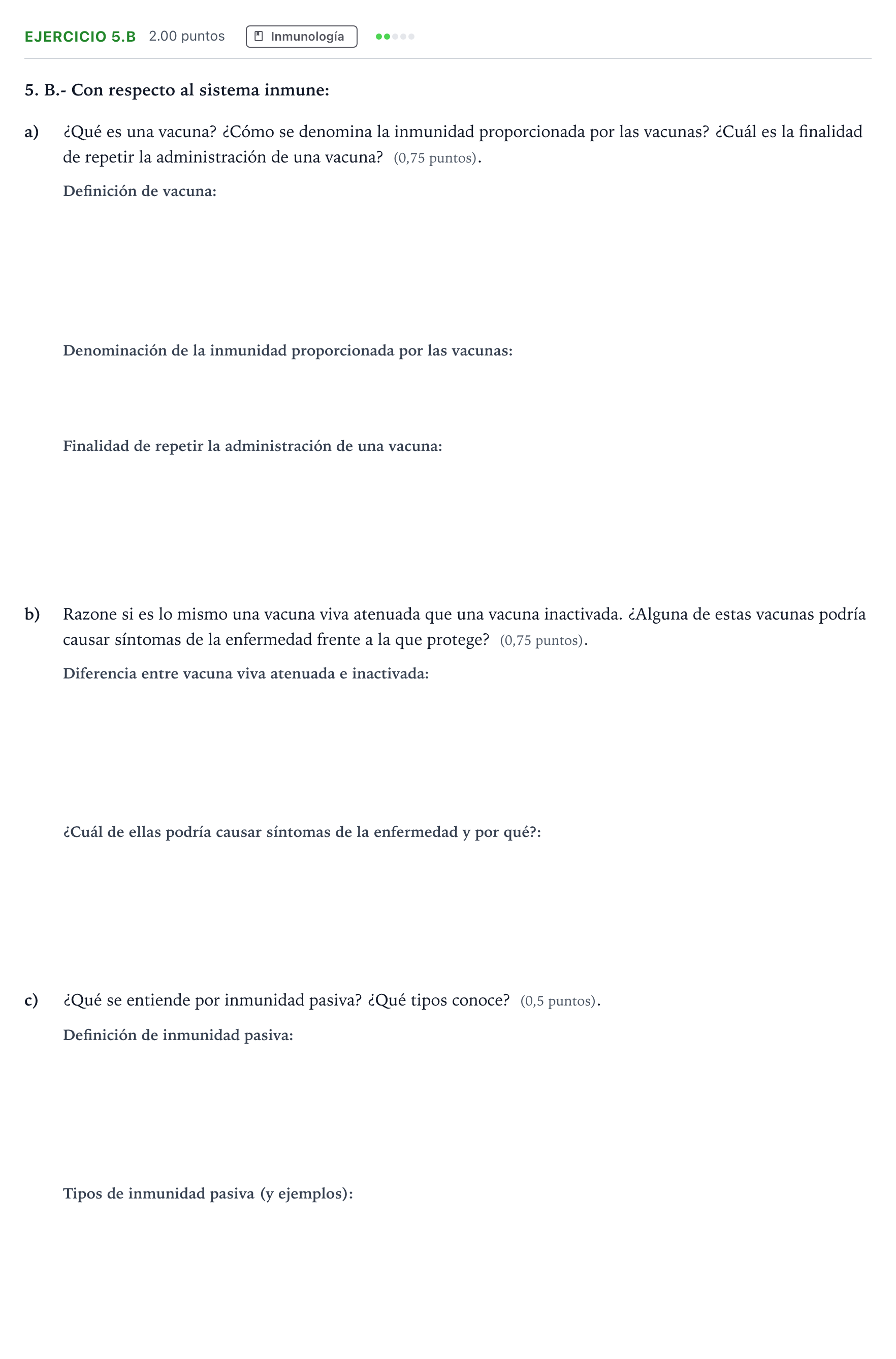 Enunciado: Ejercicio 5.B · Biología PAU Madrid Modelo 2025