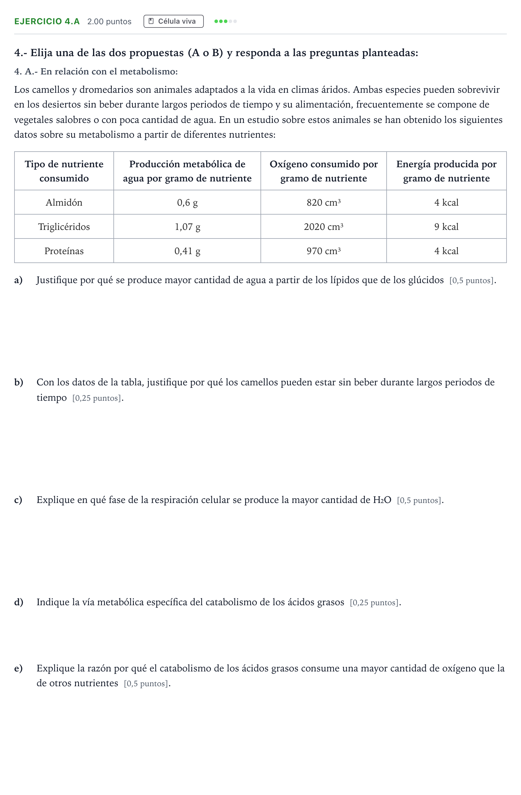 Enunciado: Ejercicio 4.A · Biología PAU Madrid Ordinaria 2025