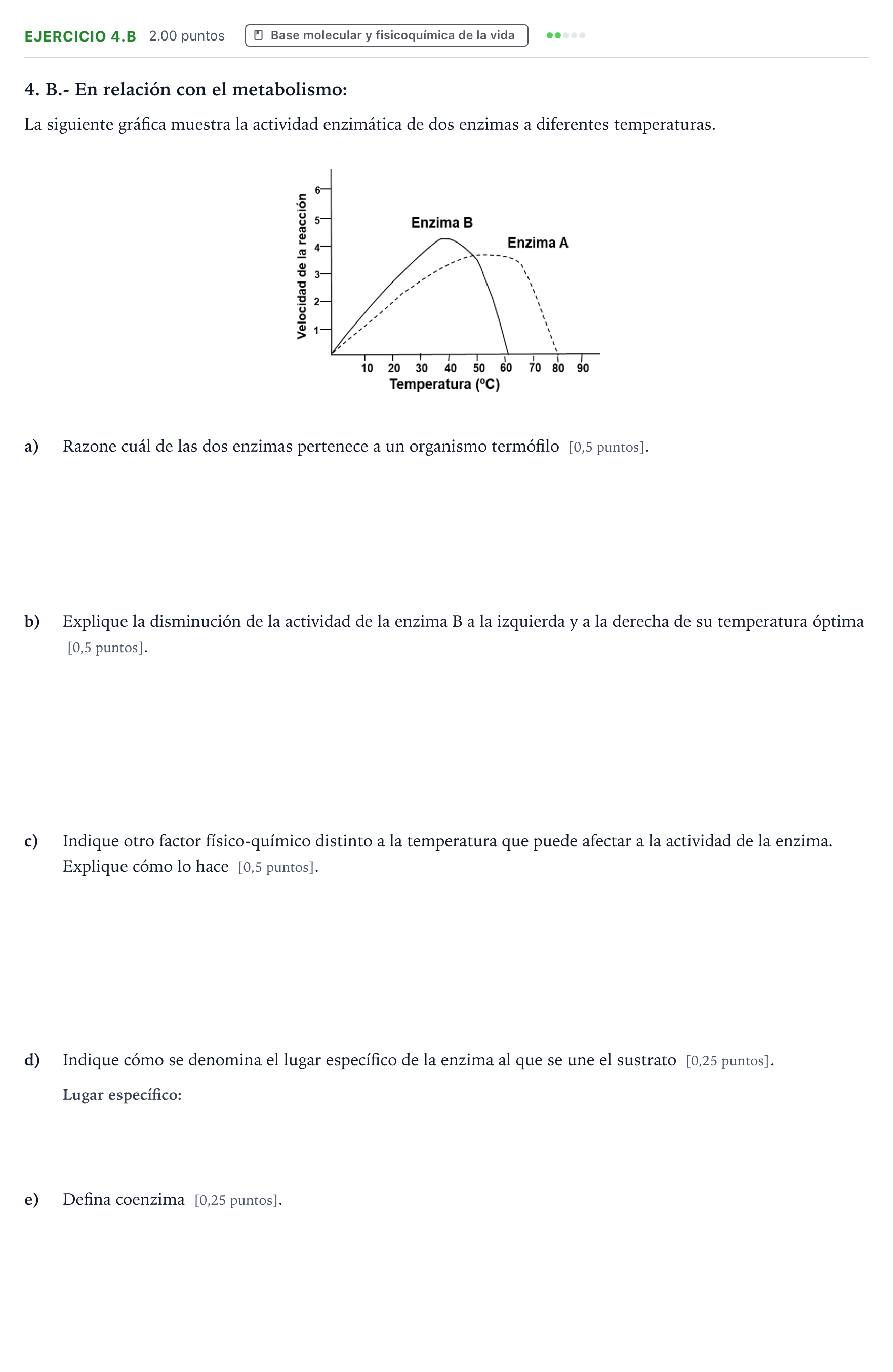 Enunciado: Ejercicio 4.B · Biología PAU Madrid Ordinaria 2025