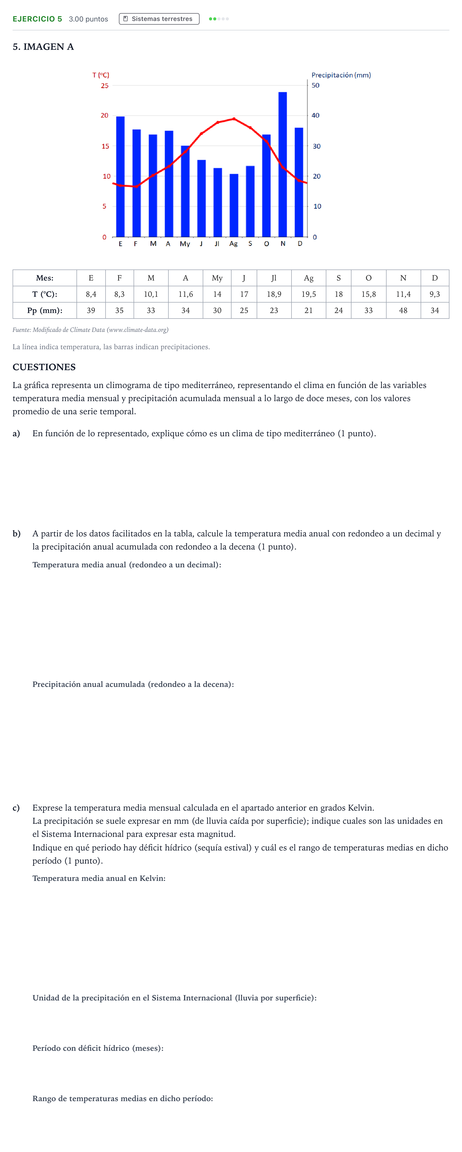 Enunciado: Problema 5 · Ciencias Generales PAU Madrid Modelo 2025