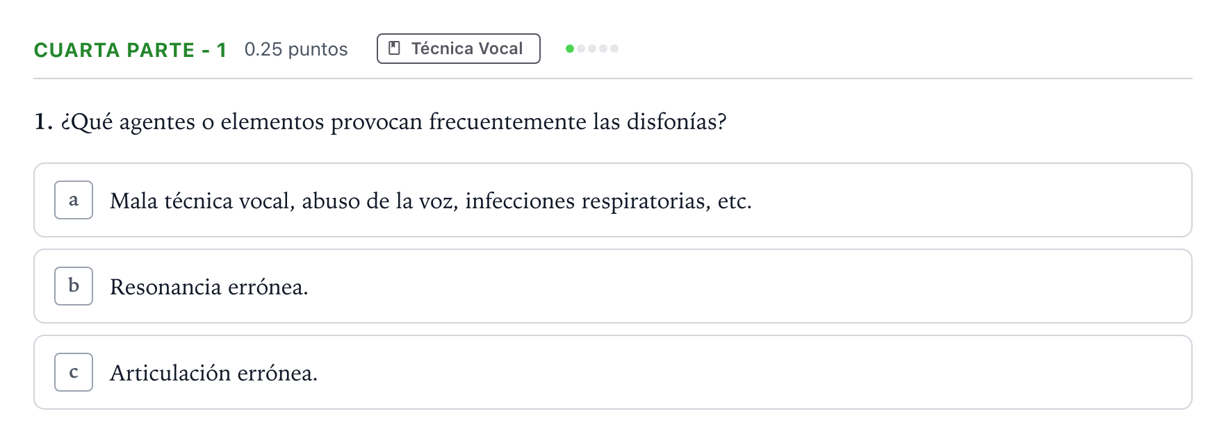 Enunciado: Ejercicio Cuarta parte - 1 · Coro y Técnica Vocal II PAU Madrid Extraordinaria 2025