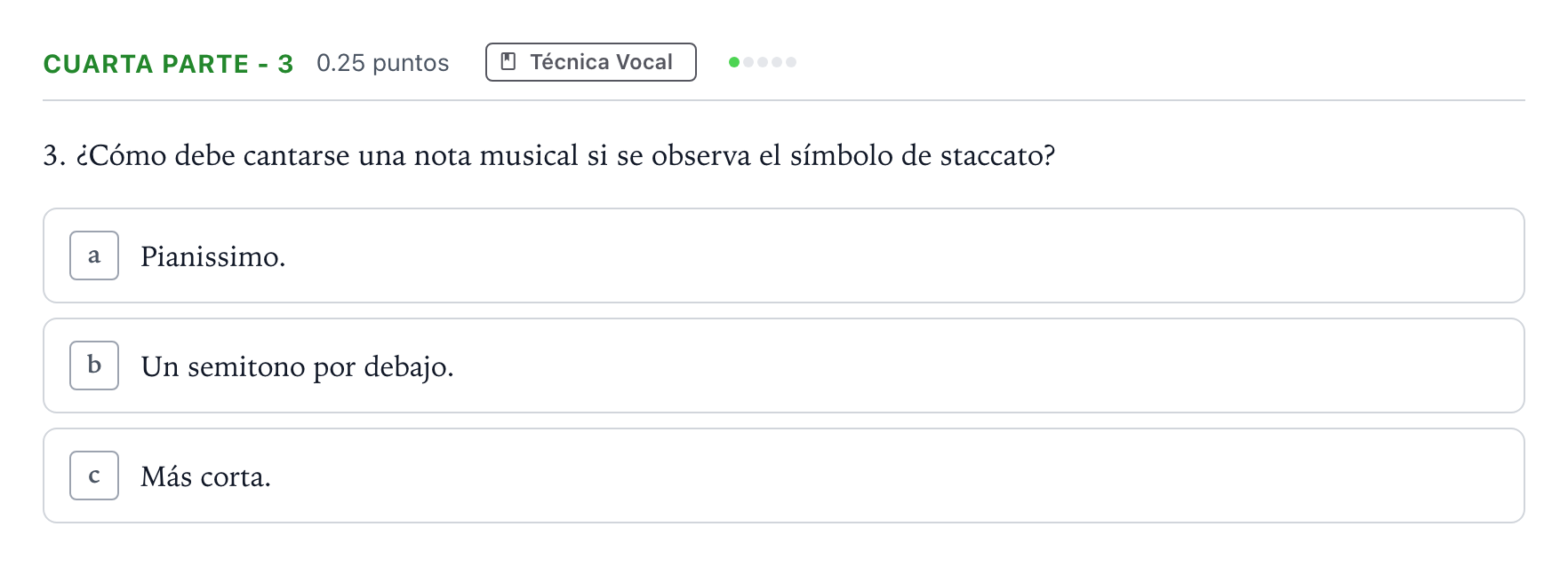 Enunciado: Ejercicio Cuarta parte - 3 · Coro y Técnica Vocal II PAU Madrid Extraordinaria 2025