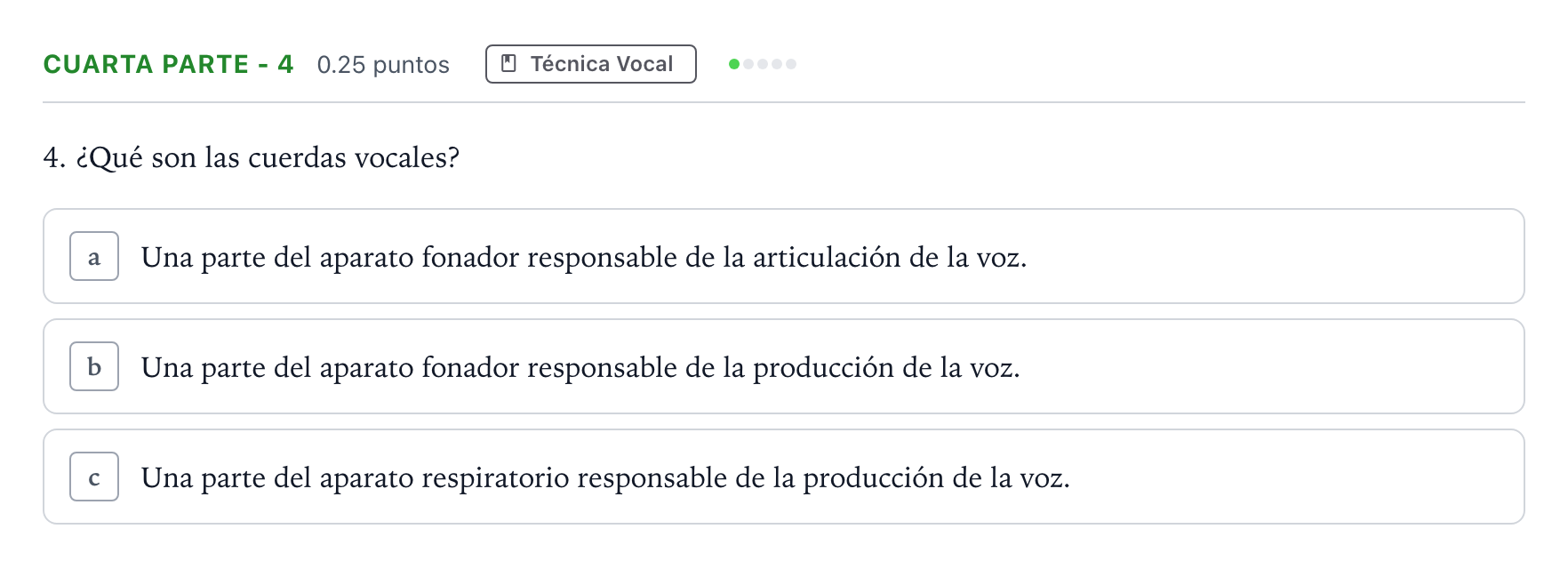 Enunciado: Ejercicio Cuarta parte - 4 · Coro y Técnica Vocal II PAU Madrid Extraordinaria 2025