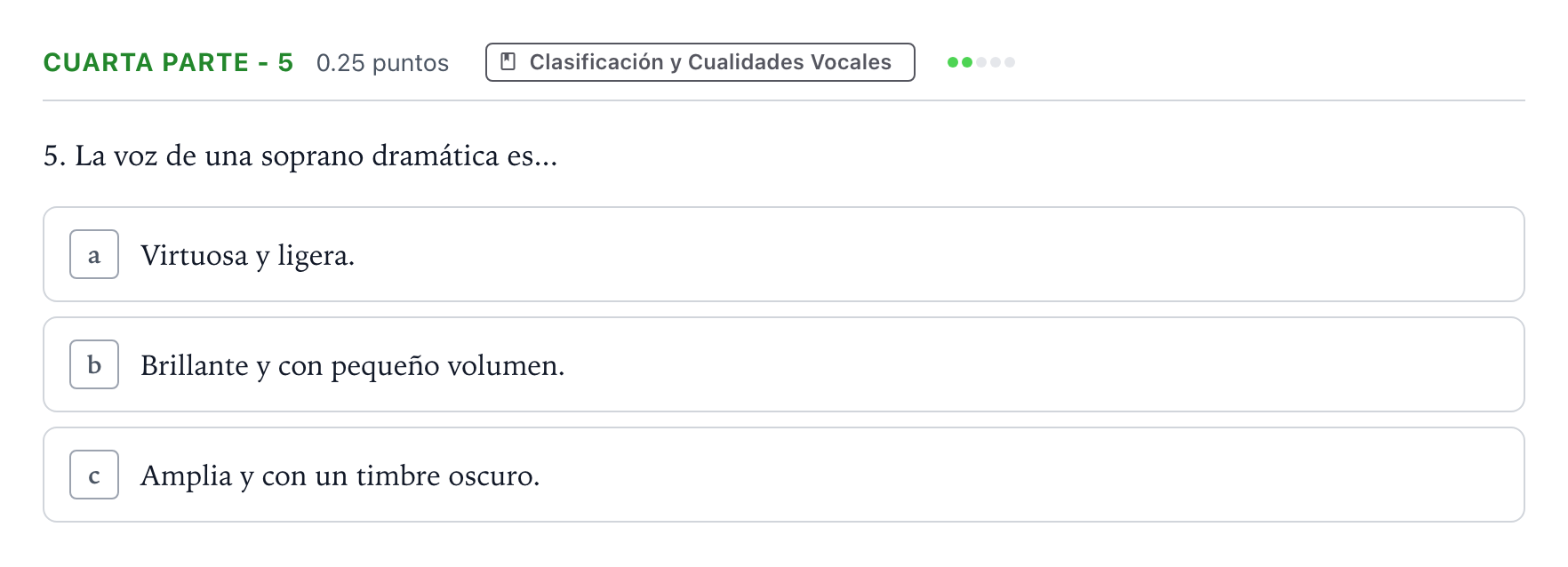 Enunciado: Ejercicio Cuarta parte - 5 · Coro y Técnica Vocal II PAU Madrid Extraordinaria 2025