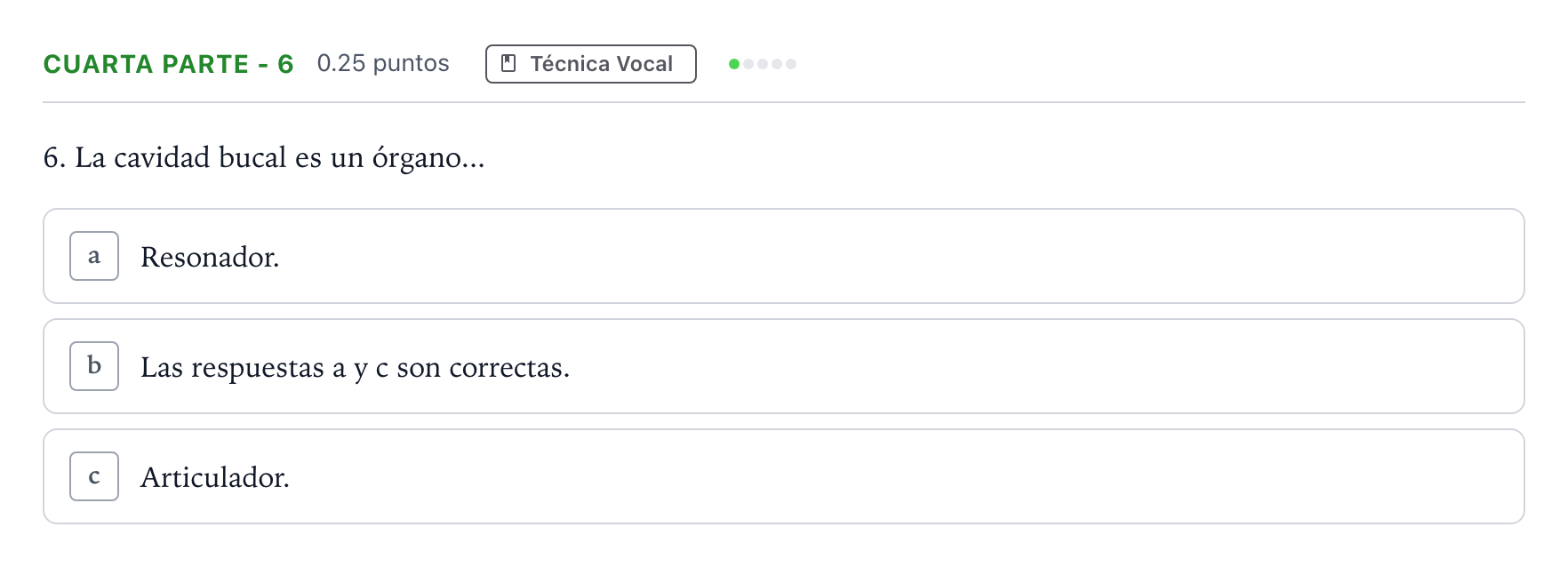 Enunciado: Ejercicio Cuarta parte - 6 · Coro y Técnica Vocal II PAU Madrid Extraordinaria 2025