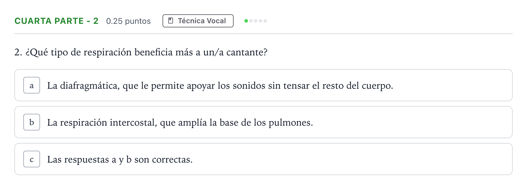 Enunciado: Ejercicio Cuarta Parte - 2 · Coro y Técnica Vocal II PAU Madrid Modelo 2025