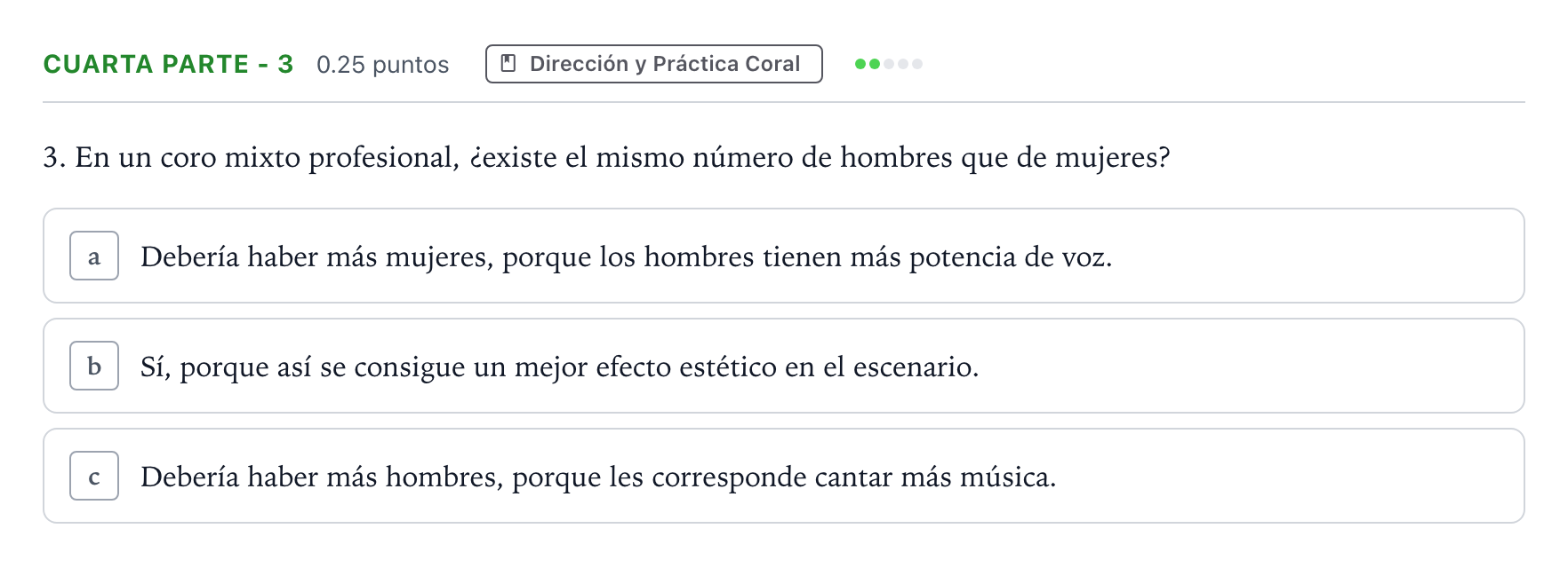 Enunciado: Ejercicio Cuarta Parte - 3 · Coro y Técnica Vocal II PAU Madrid Modelo 2025