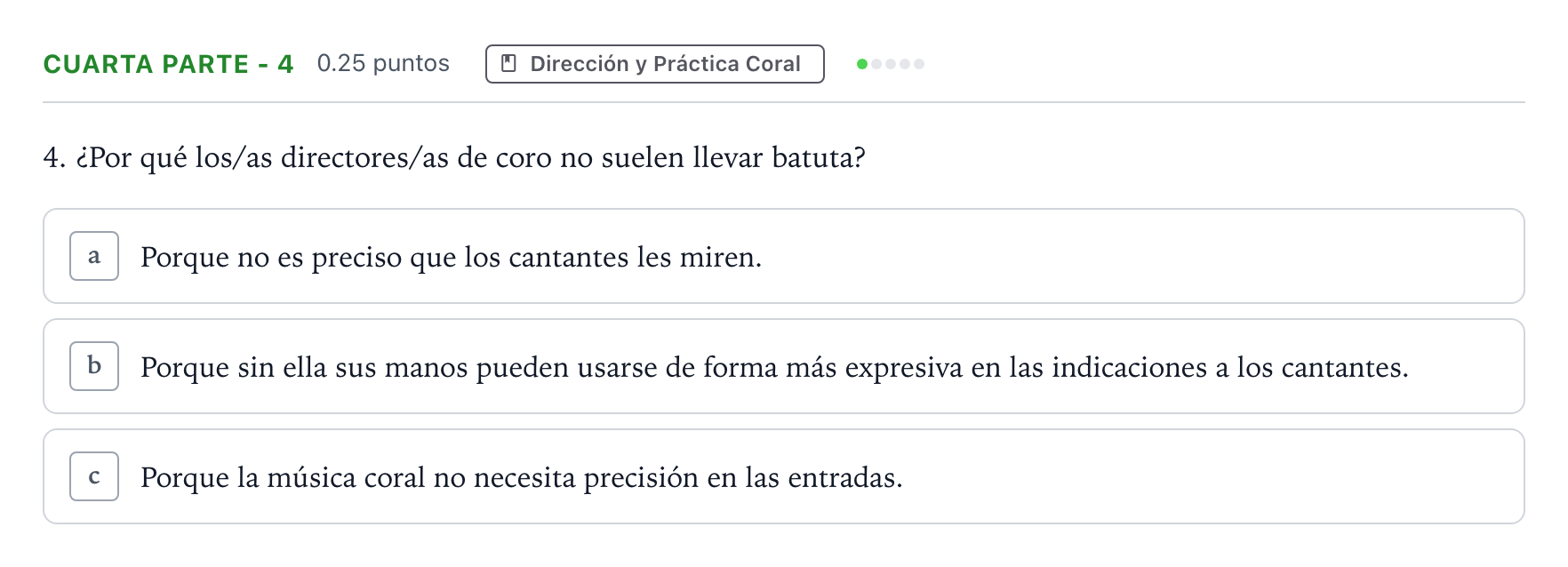 Enunciado: Ejercicio Cuarta Parte - 4 · Coro y Técnica Vocal II PAU Madrid Modelo 2025