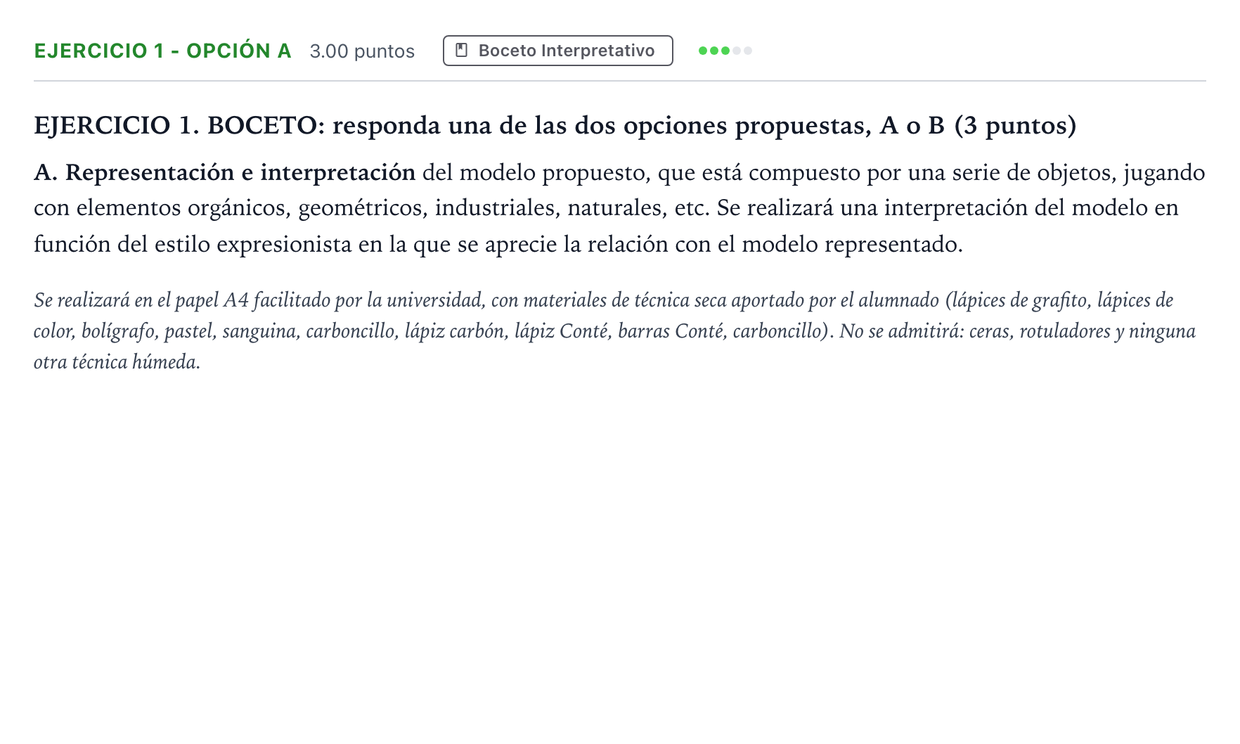 Enunciado: Ejercicio 1 - Opción A · Dibujo Artístico II PAU Madrid Extraordinaria 2025