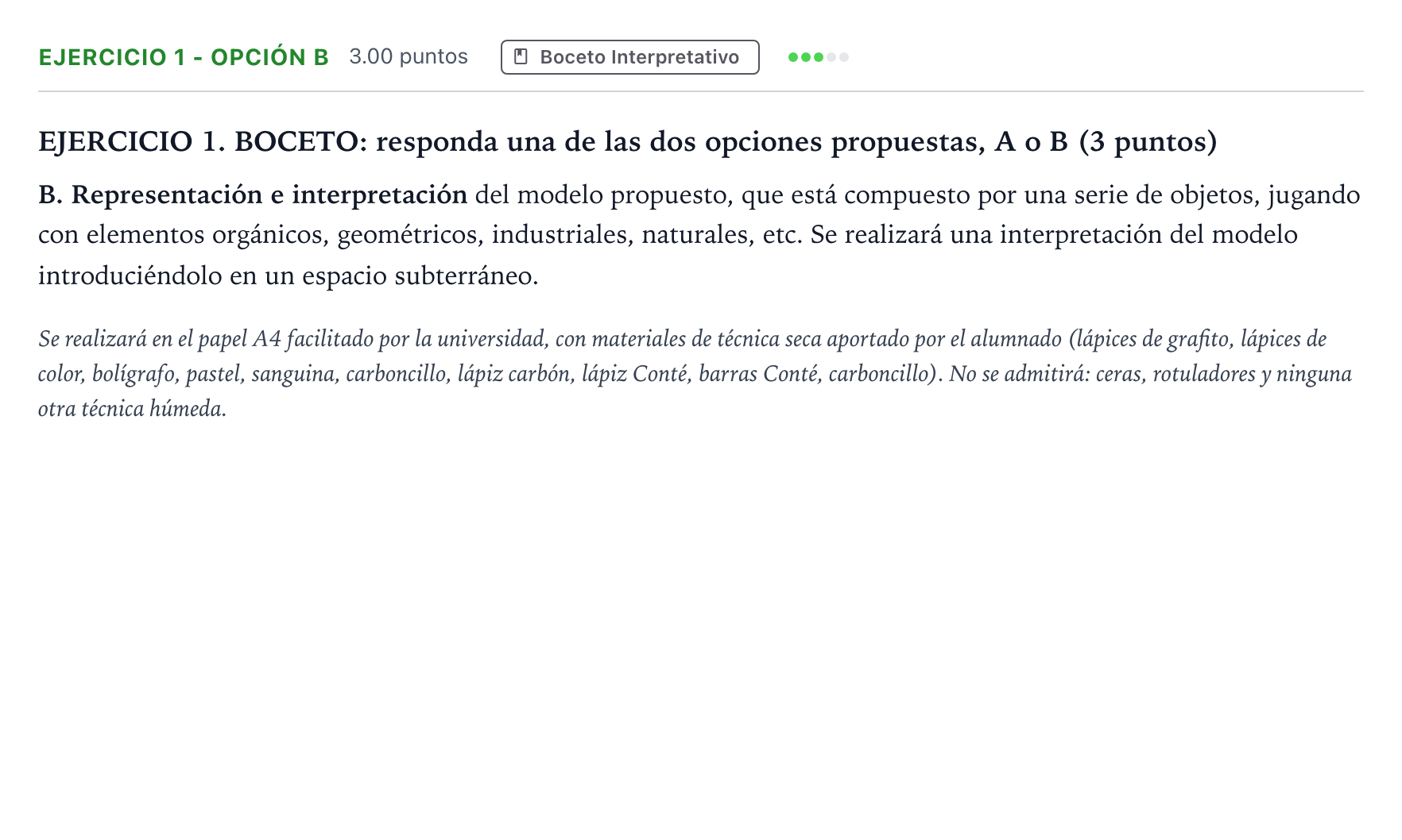 Enunciado: Ejercicio 1 - Opción B · Dibujo Artístico II PAU Madrid Extraordinaria 2025