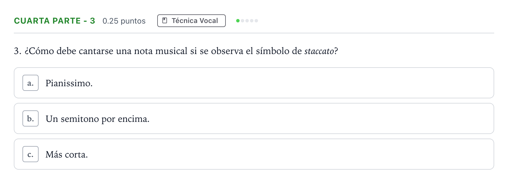 Enunciado: Ejercicio Cuarta Parte - 3 · Coro y Técnica Vocal II PAU Madrid Ordinaria 2025