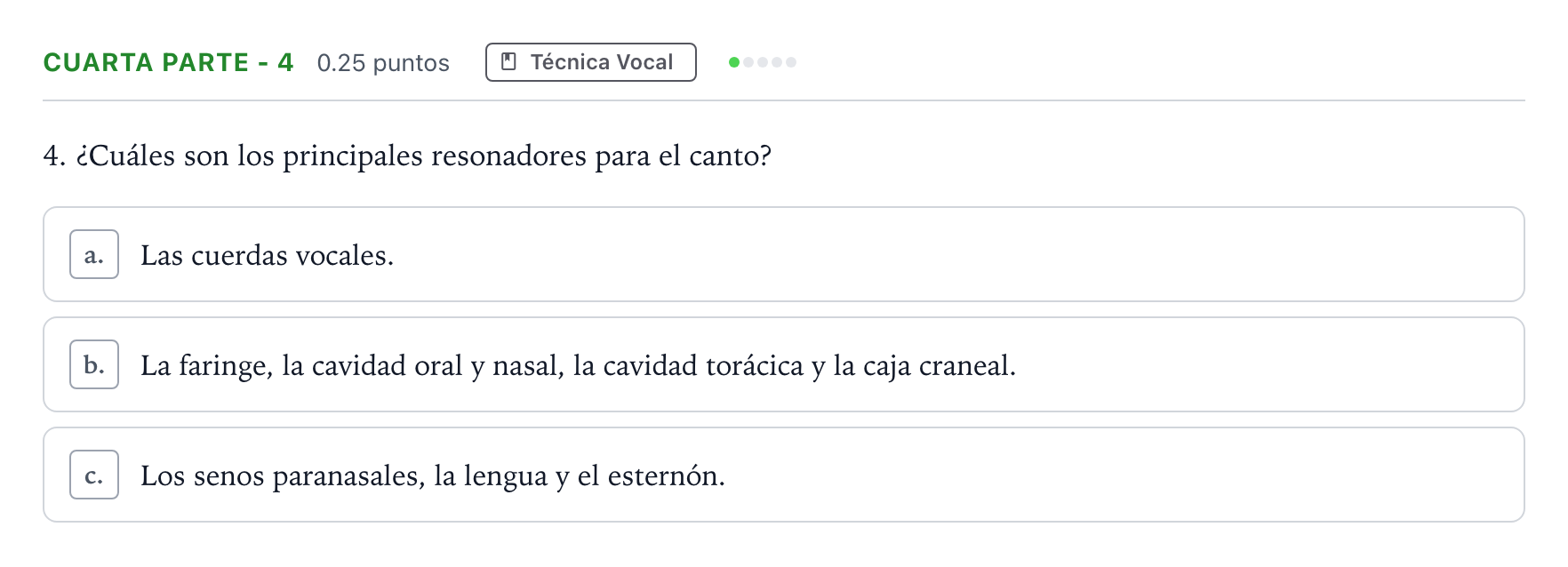Enunciado: Ejercicio Cuarta Parte - 4 · Coro y Técnica Vocal II PAU Madrid Ordinaria 2025